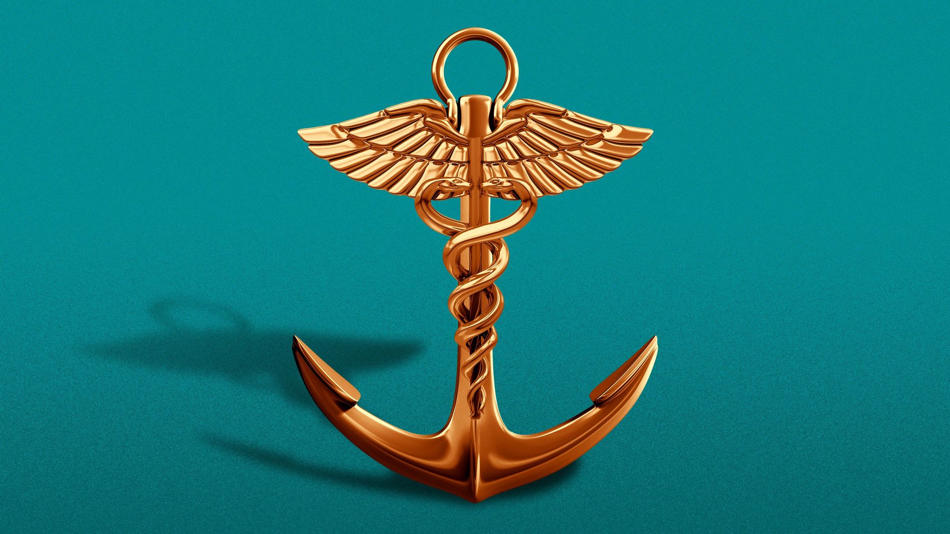 Illustration of an anchor made out of a caduceus.