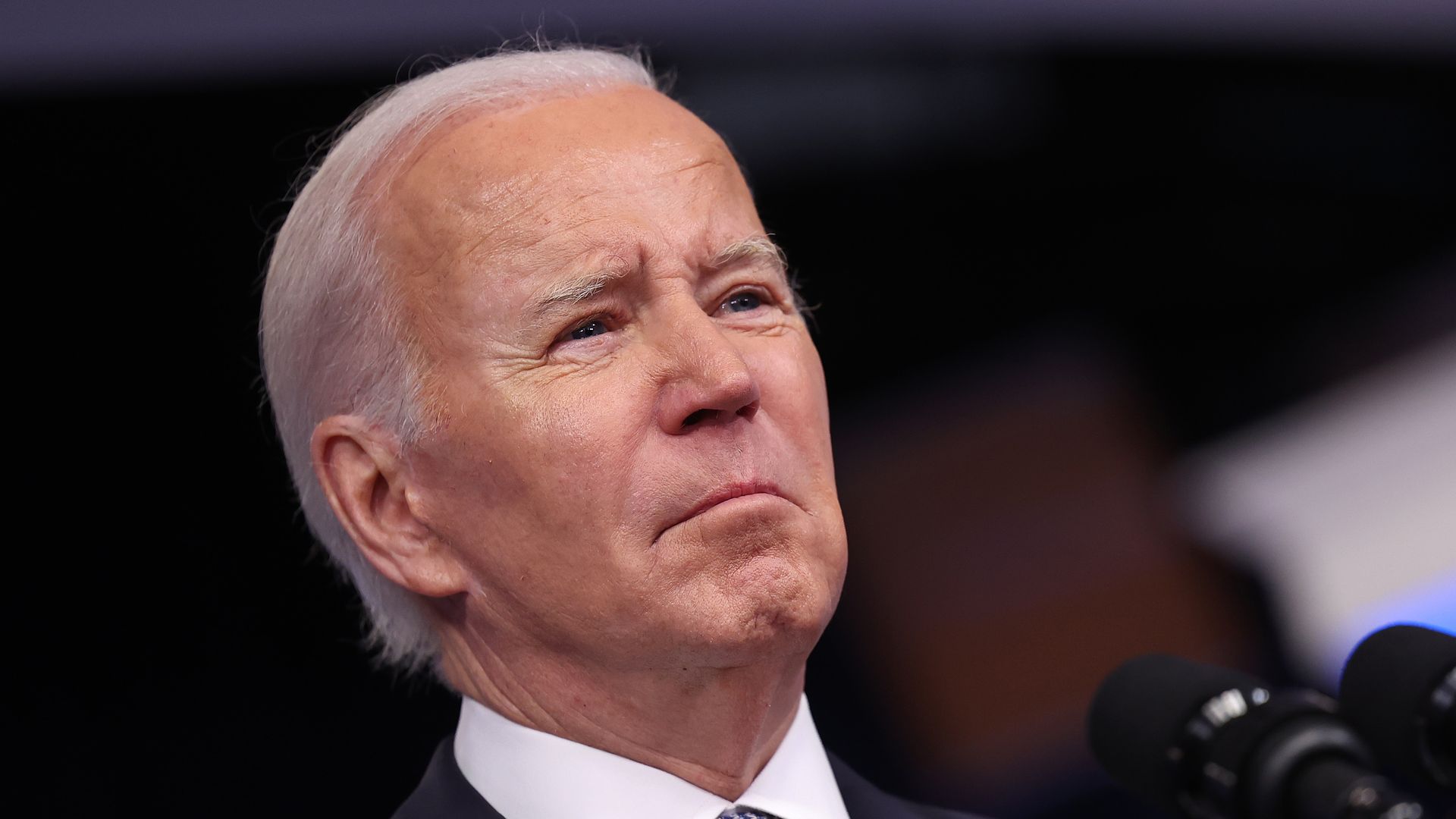 U.S. President Joe Biden delivers remarks on the economy and inflation in the Eisenhower Executive Office Building on January 12, 2023 in Washington, DC