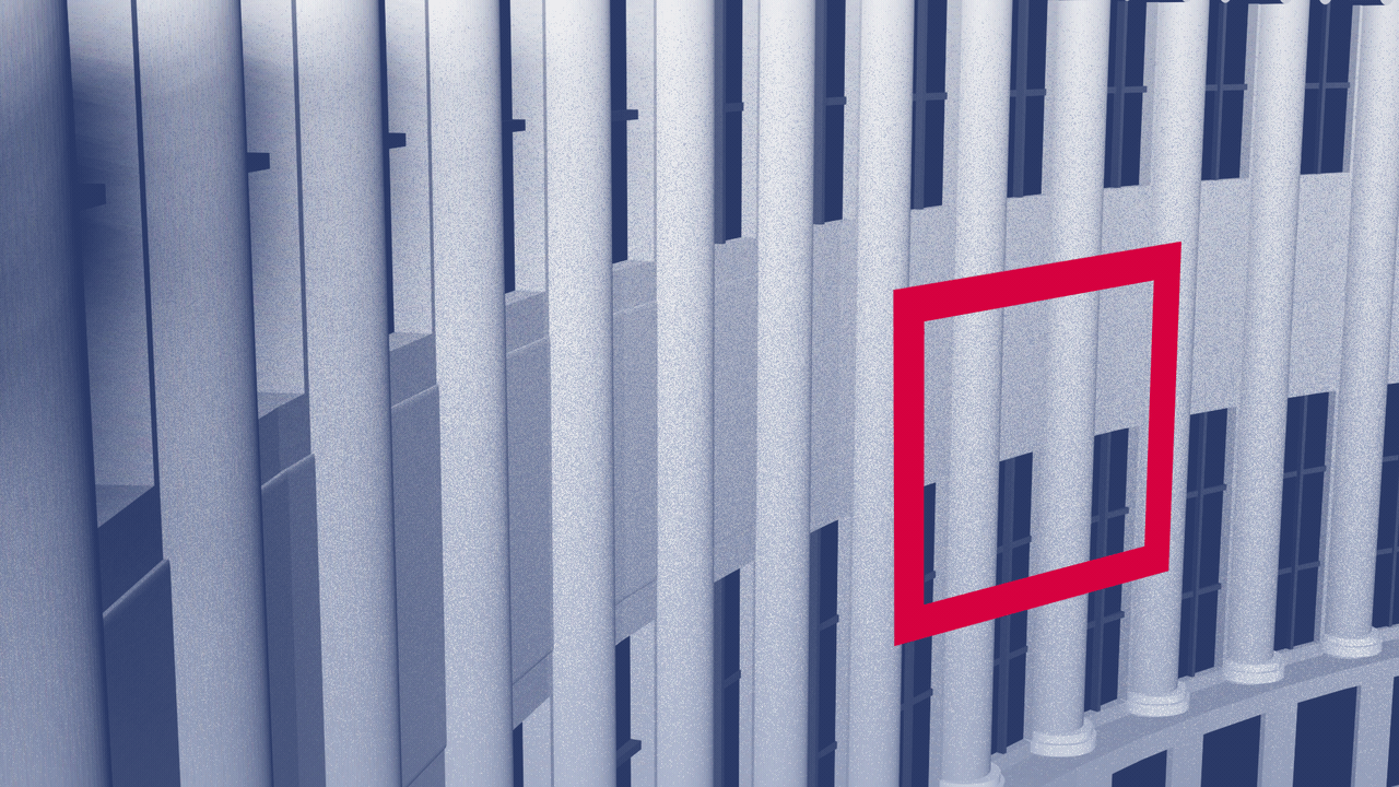 Illustration of a check mark being drawn in front of the Denver City and County Building facade in the colors of the city flag. 