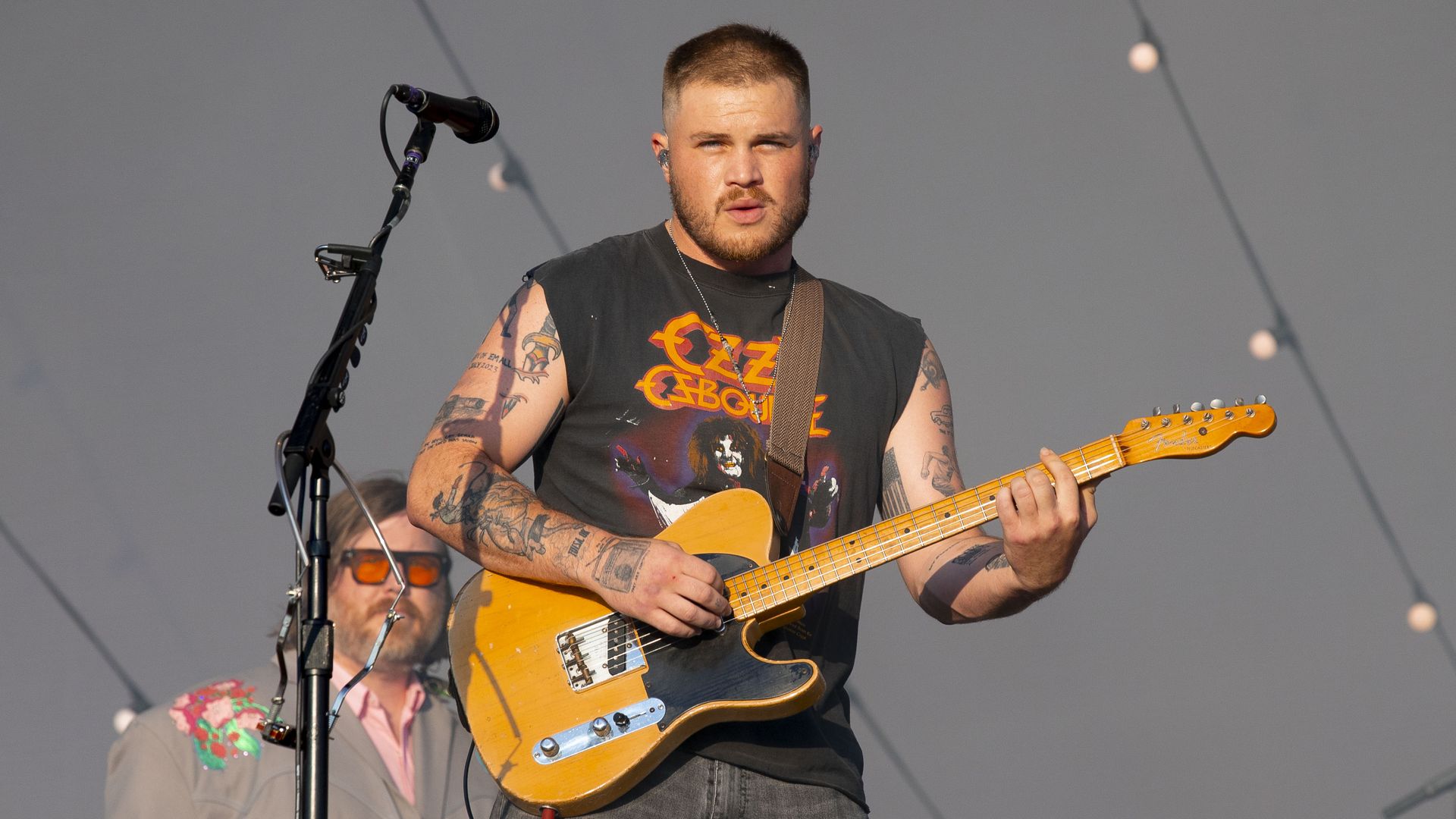Zach Bryan sings onstage during BST Hyde Park in London.