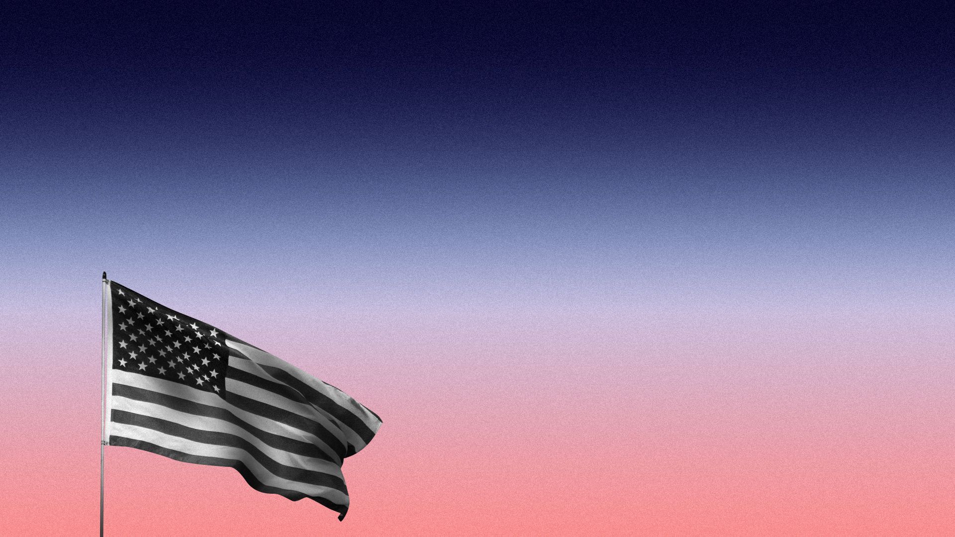 Illustration of an American flag on a red, white, and blue background.