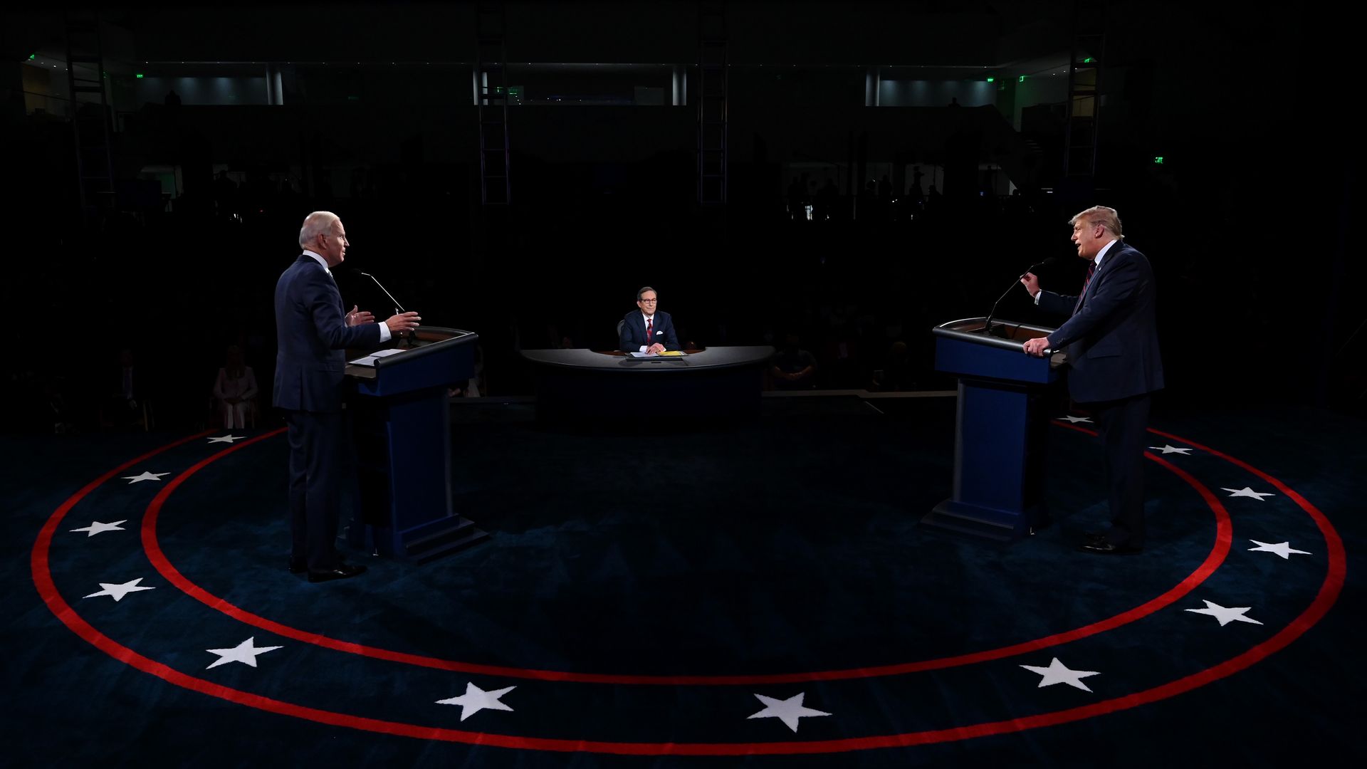 Donald Trump and Joe Biden and the first presidential debate in Cleveland, Ohio, on Sept. 29.