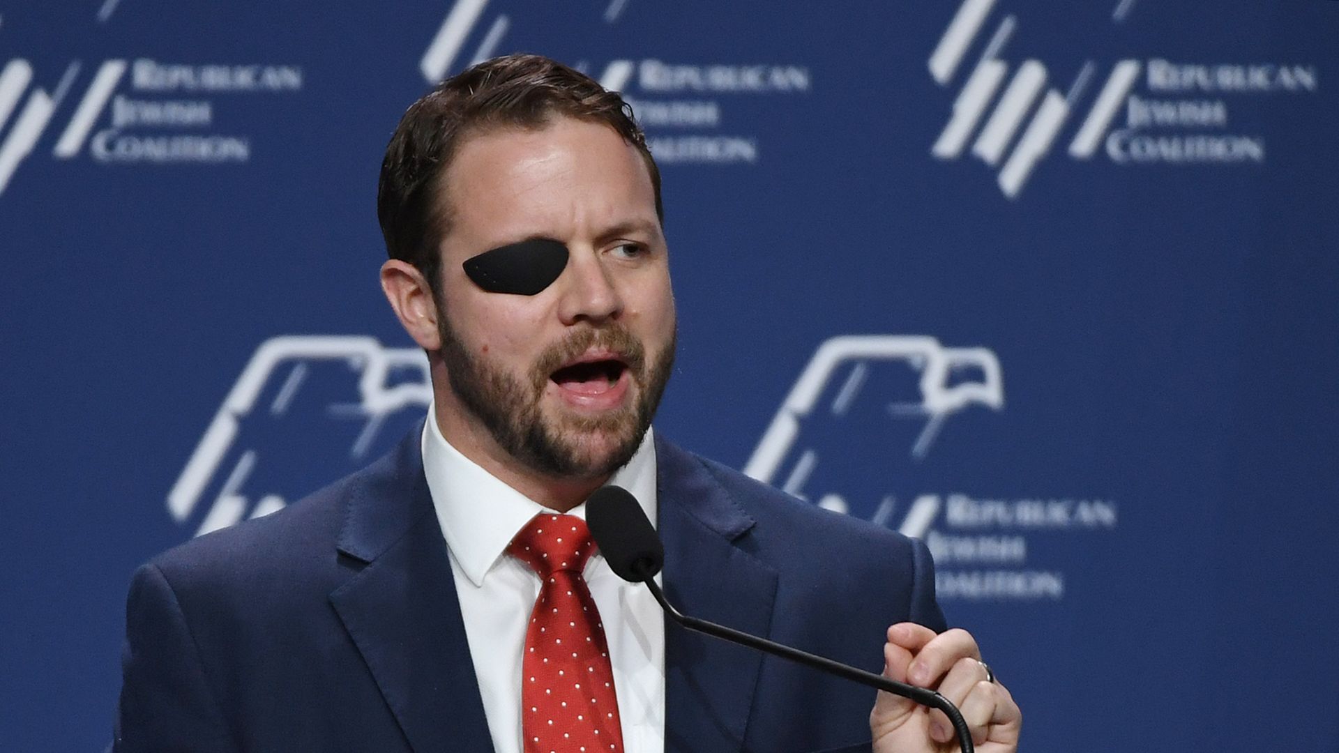  U.S. Rep. Dan Crenshaw speaks at the Republican Jewish Coalition's annual leadership meeting.