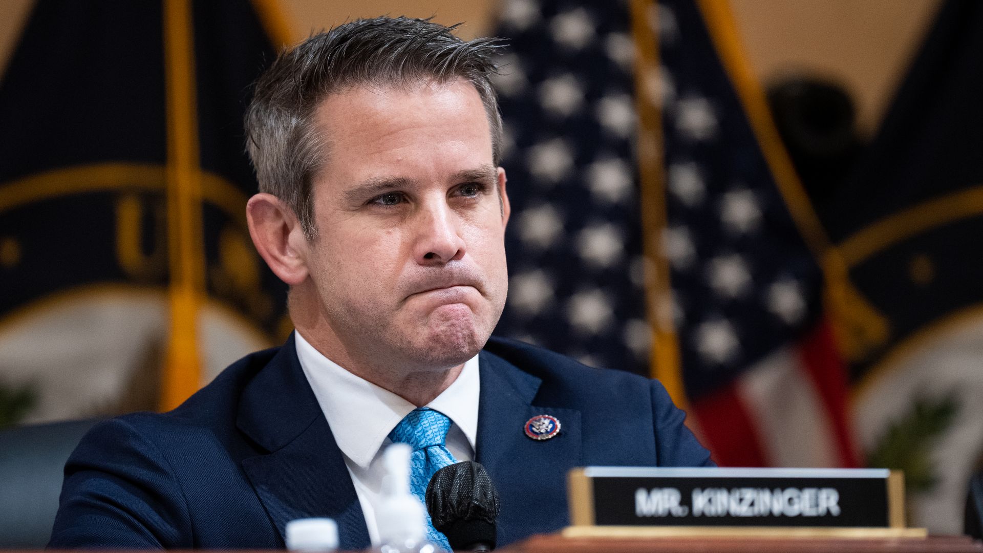 Rep. Adam Kinzinger, R-Ill., speaks during the Select Committee to Investigate the January 6th Attack on the US Capitol hearing in Washington on Thursday, July 21.