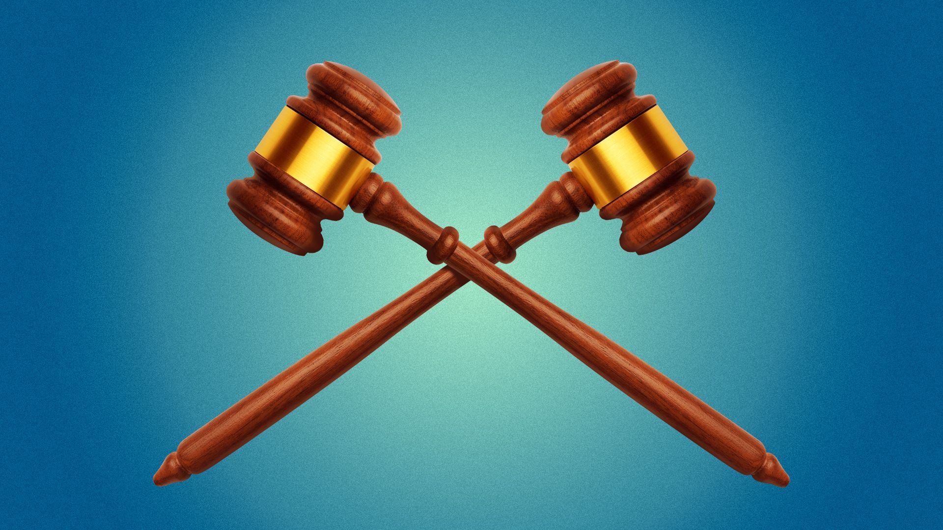 Illustration of two gavels in a dueling position. 