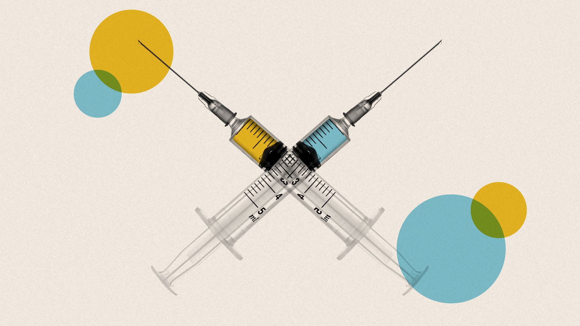 Illustration of two crossed syringes surrounded by circles