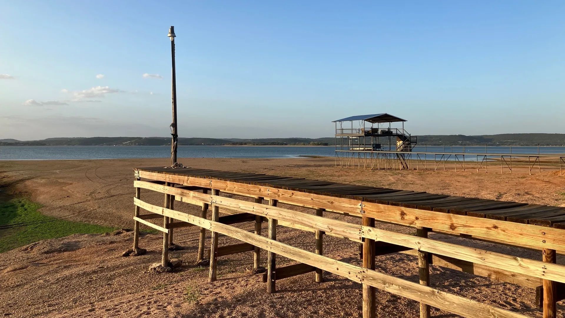 Docks high and dry on Lake Buchanan.