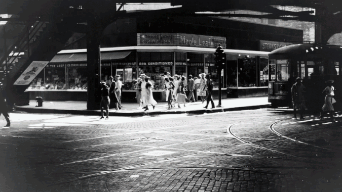 A GIF of a photo from the past that dissolves into a photo of the same spot from today. 