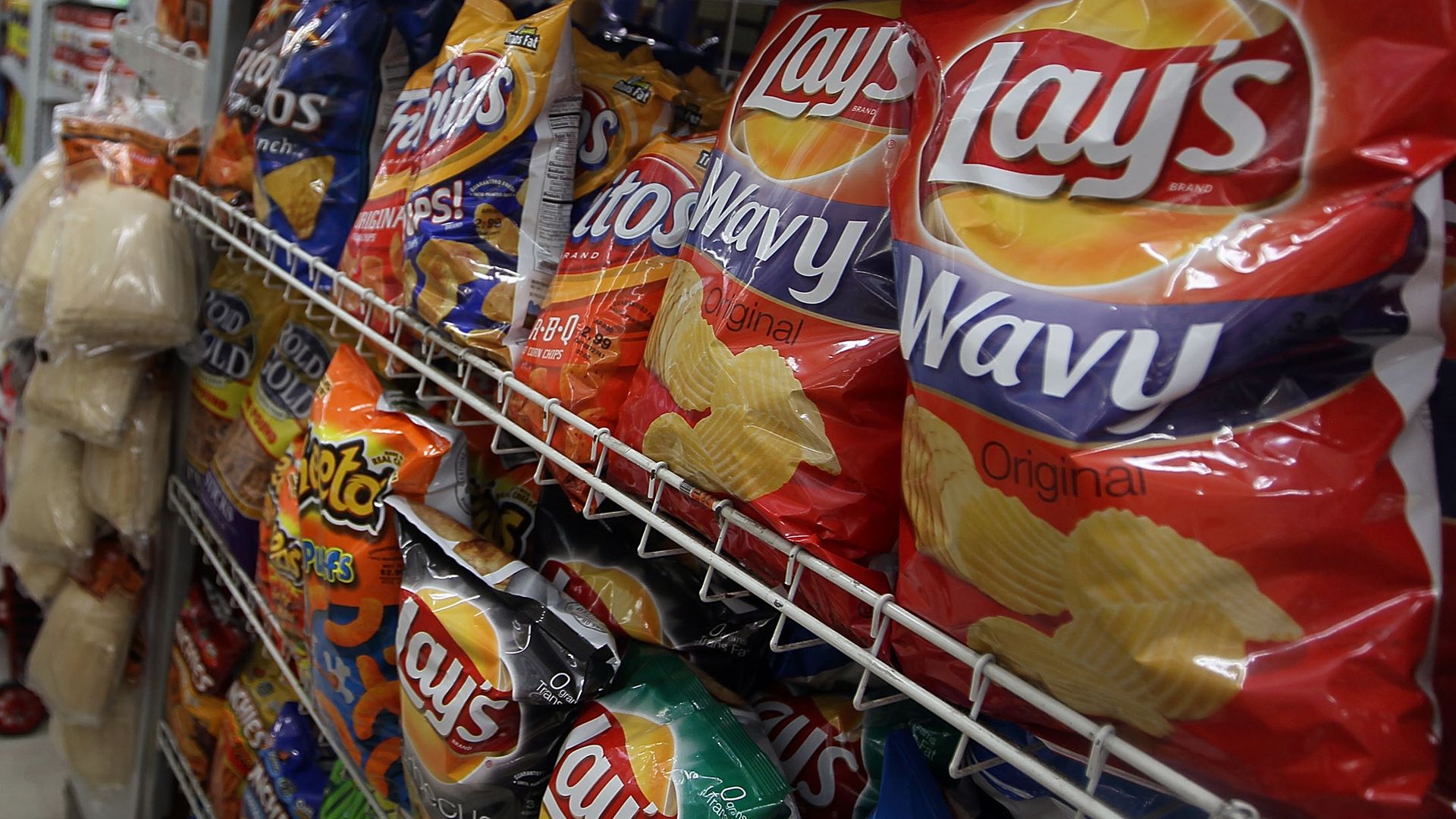 PepsiCo snacks on a shelf.