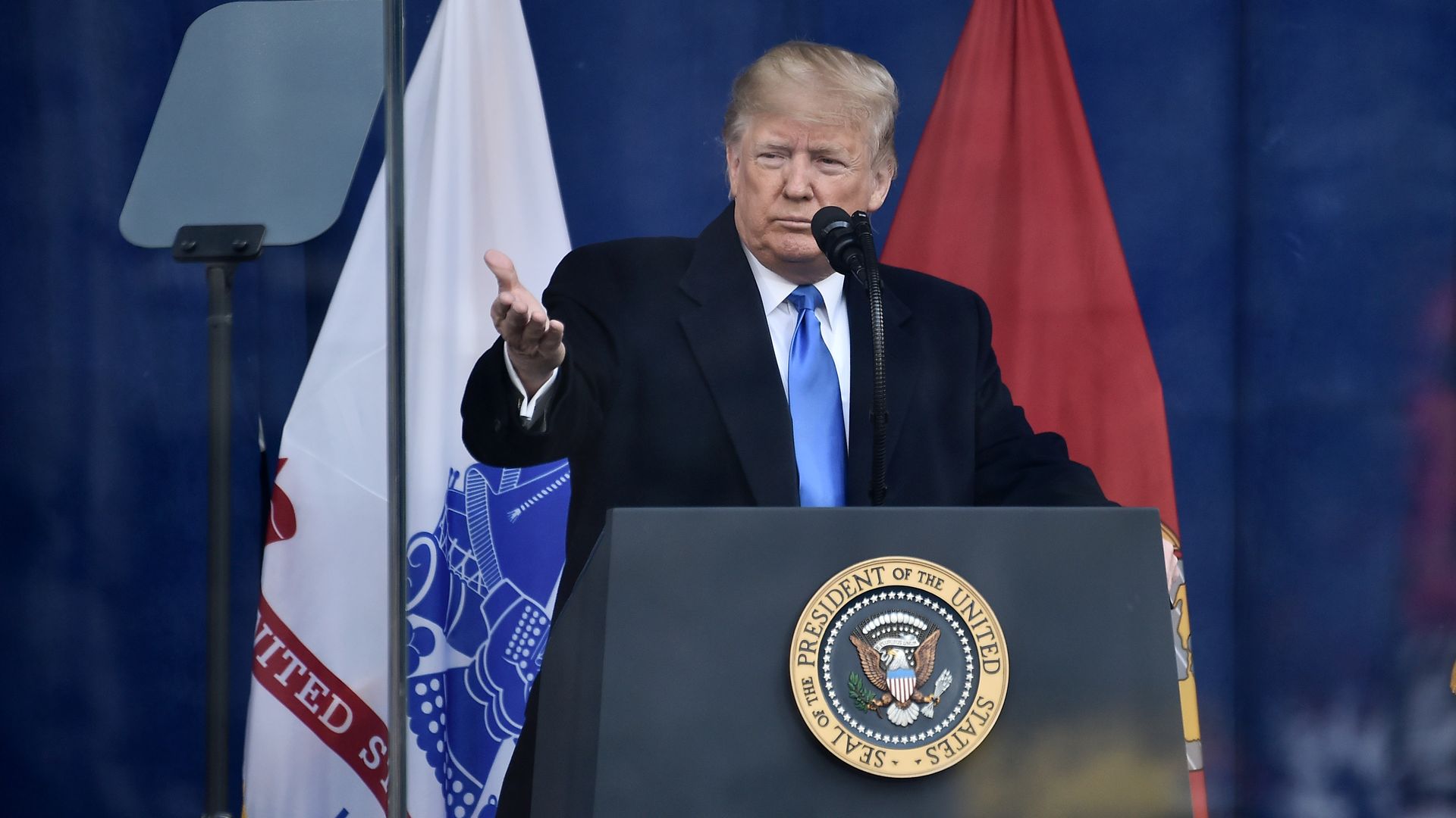 President Trump speaking to a crowd in New York City
