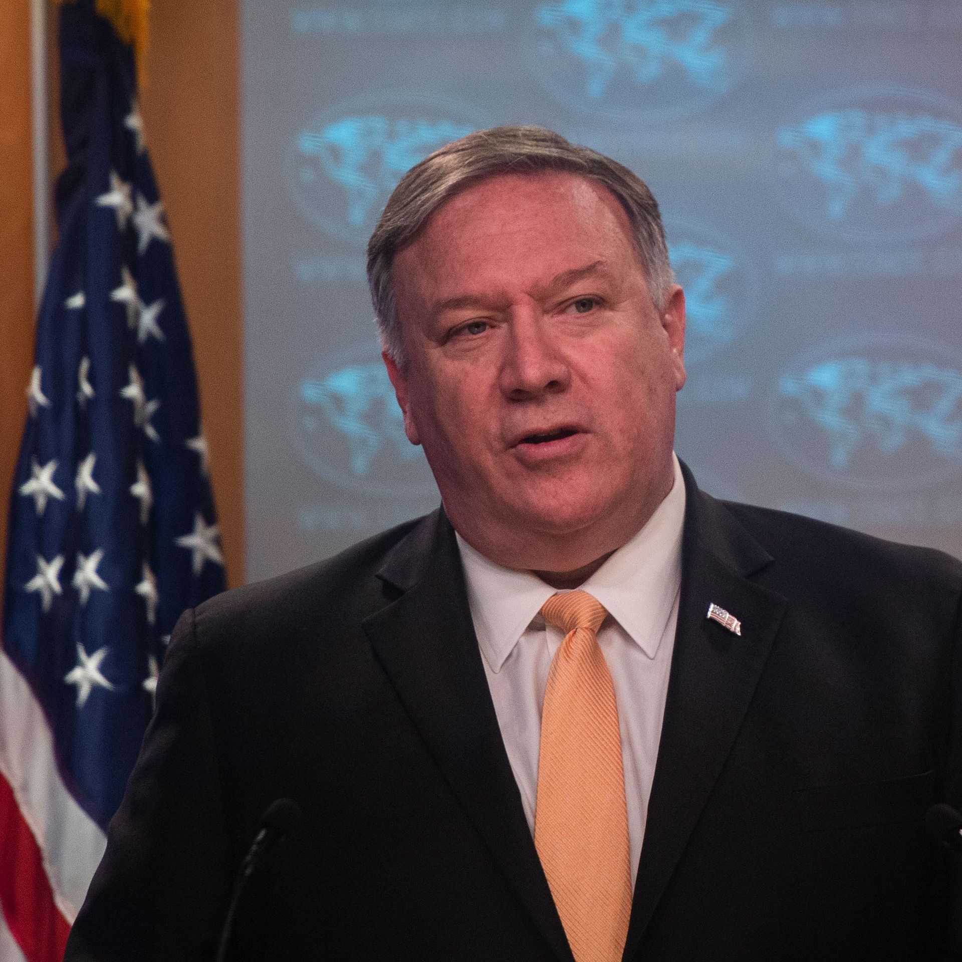 Mike Pompeo speaking at press conference