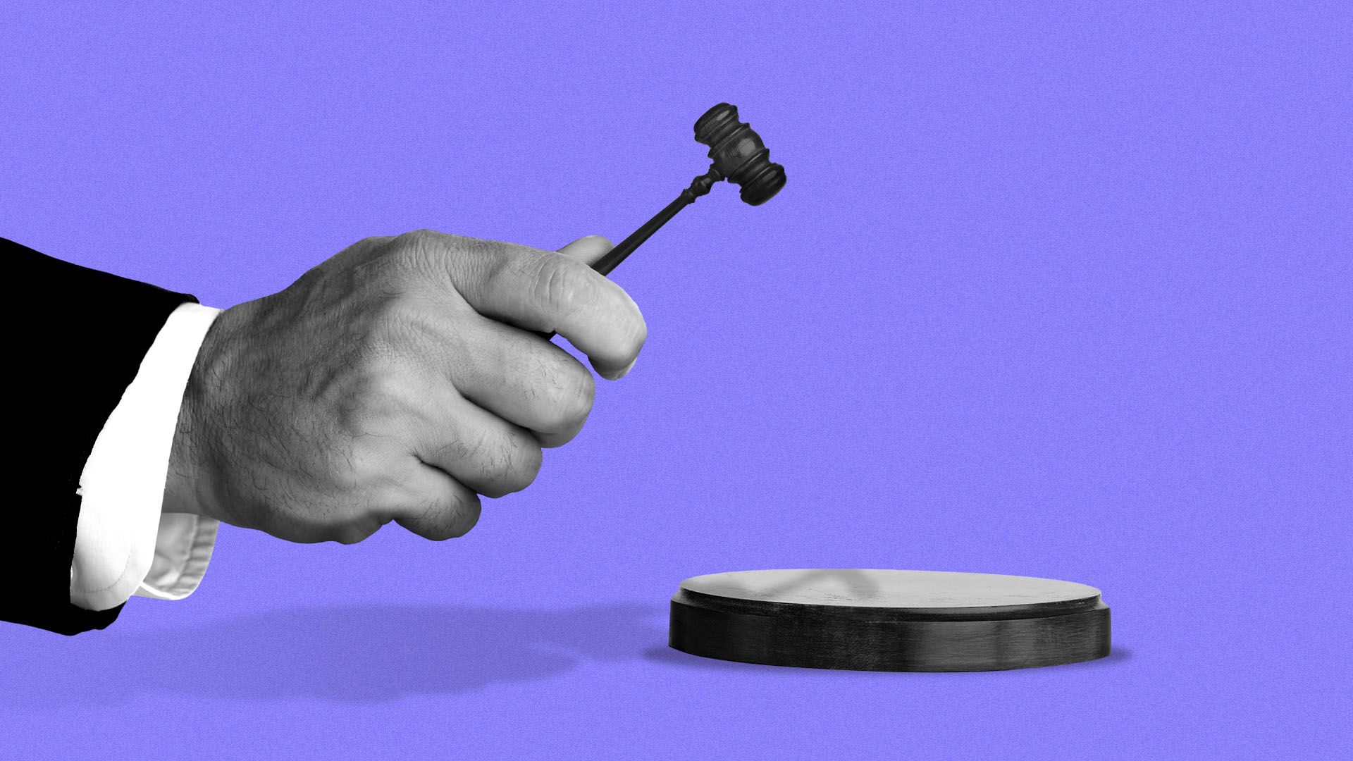 Illustration of a judge holding a tiny gavel