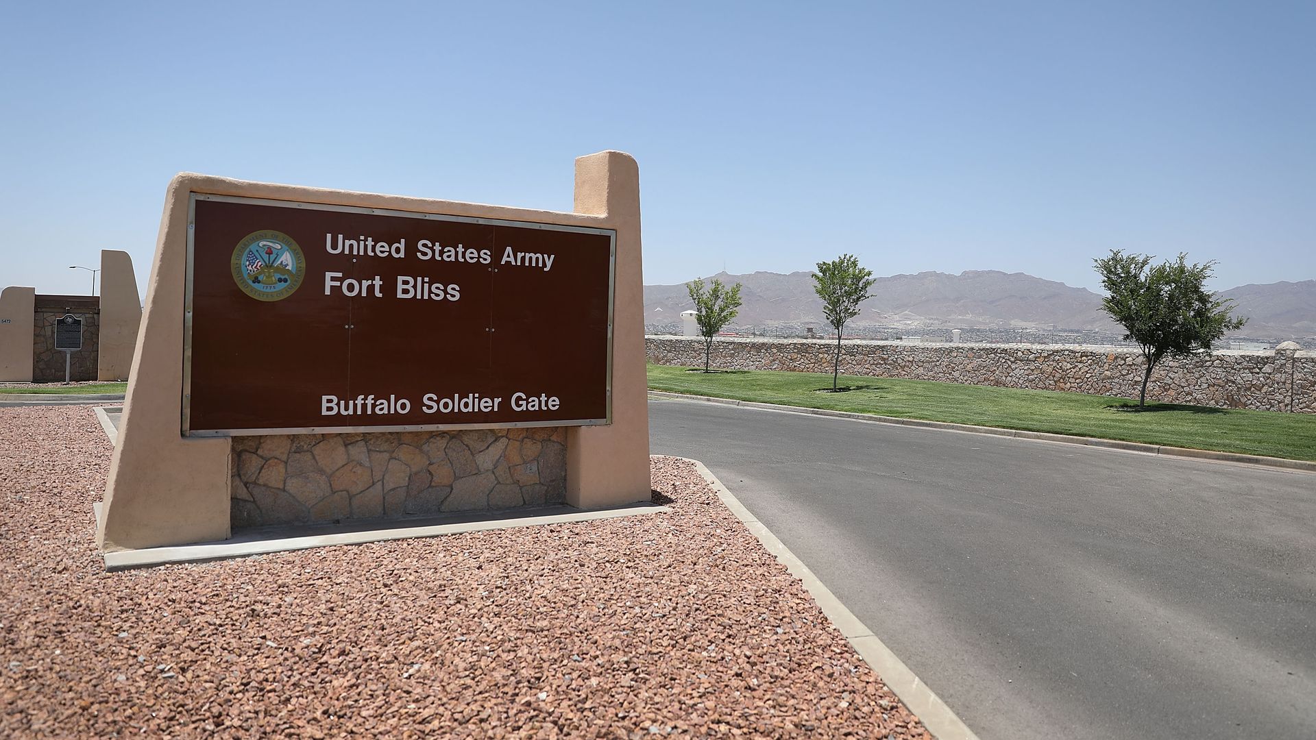 The entrance of Fort Bliss army base.