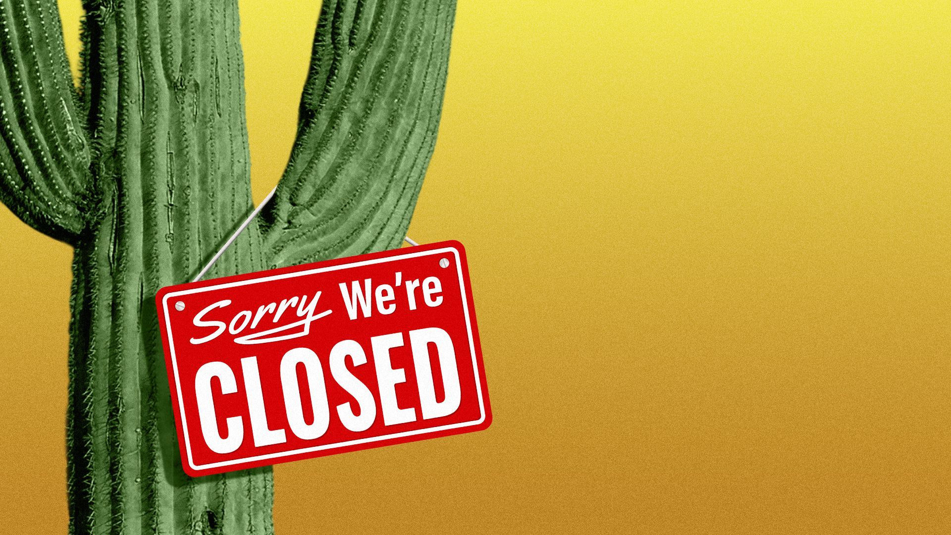 Illustration a closed sign on a cactus.
