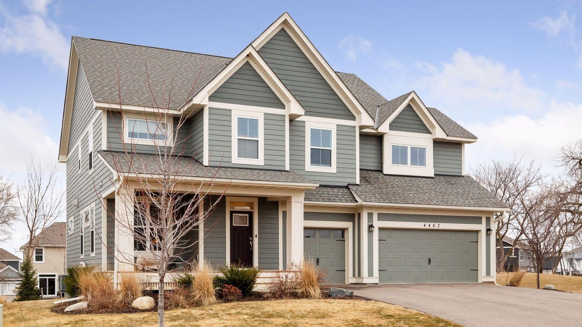 exterior of sage green home