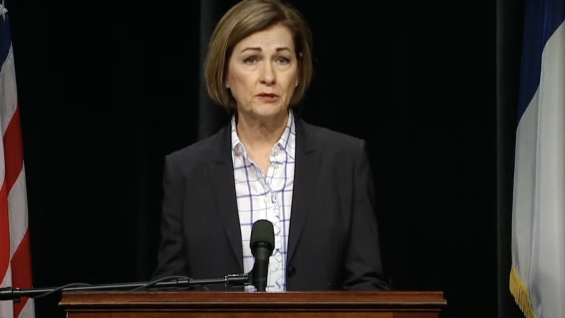 Gov. Kim Reynolds speaks during Wednesday's news conference.