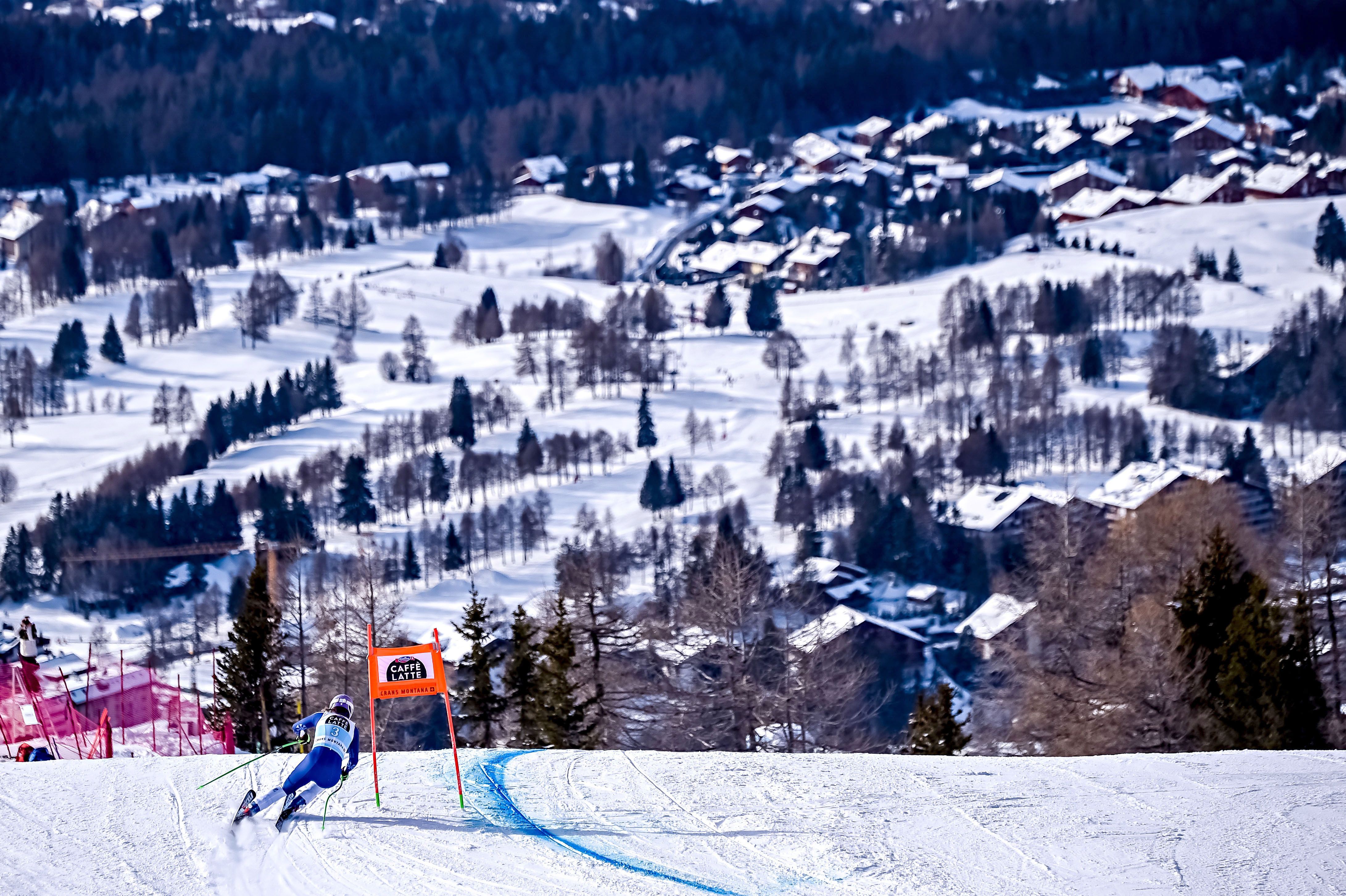 Skiing down a mountain