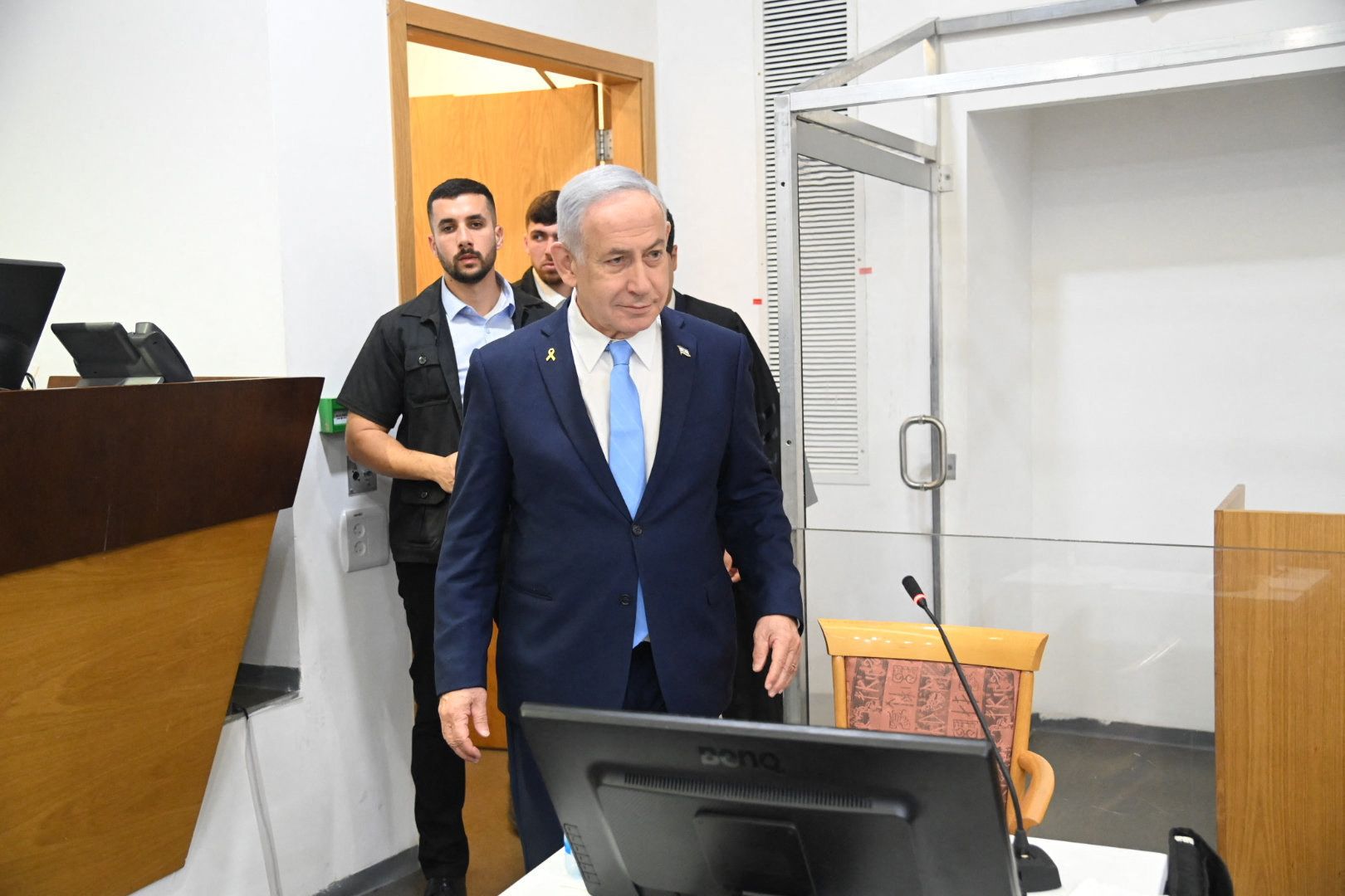 Israeli Prime Minister Benjamin Netanyahu attends his trial on corruption charges at a district court in Tel Aviv