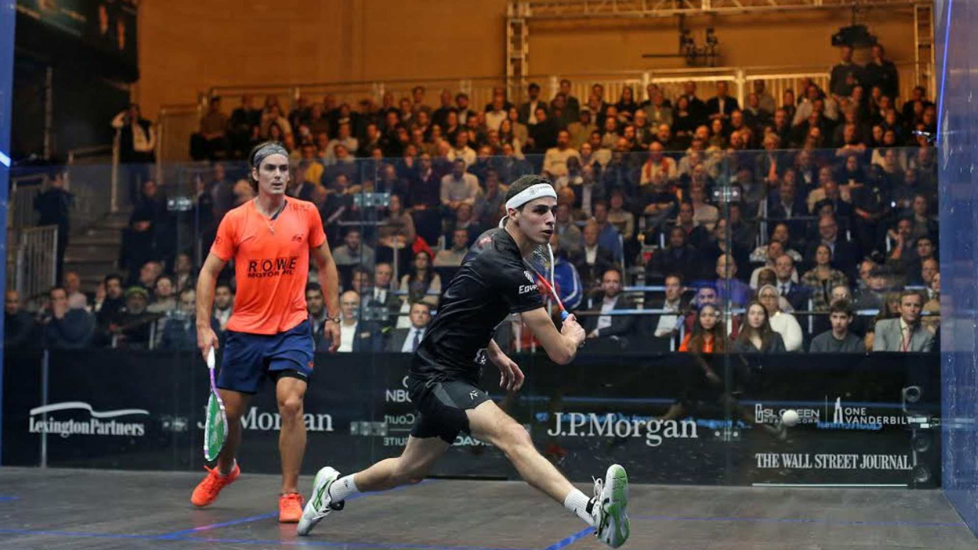 An action shot during the Squash Tournament of Champions