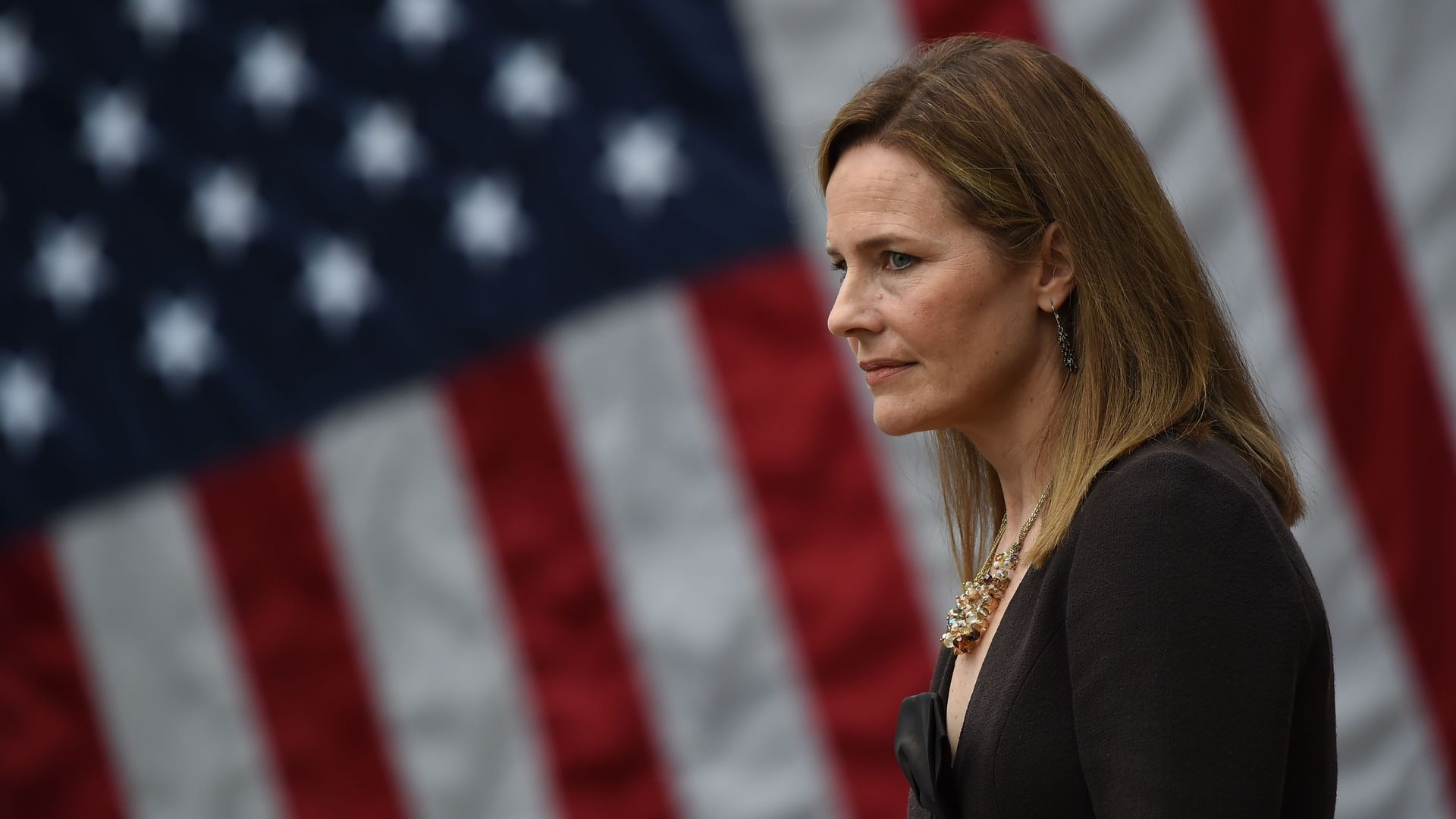 Judge Amy Coney Barrett in the Rose Garden of the White House on Sept. 26.