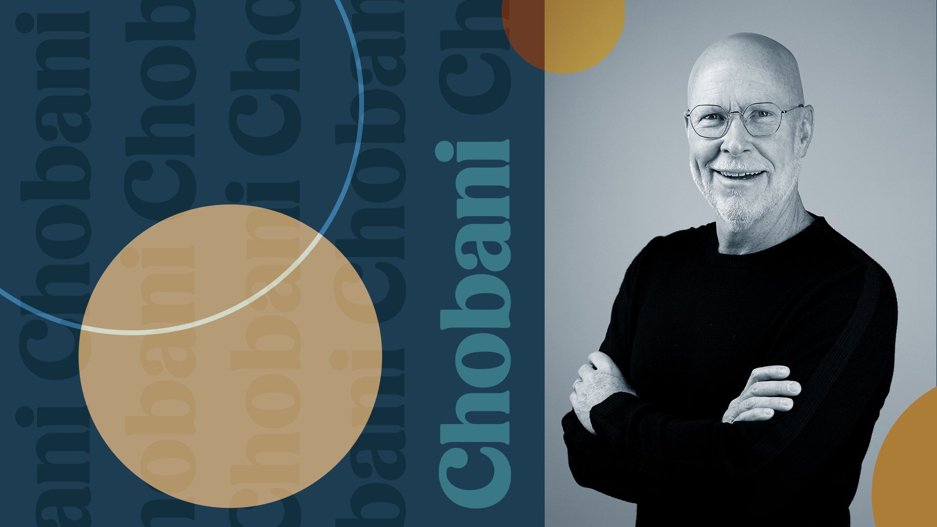 Photo illustration of Ben Boyd surrounded by the Chobani logo and abstract shapes.