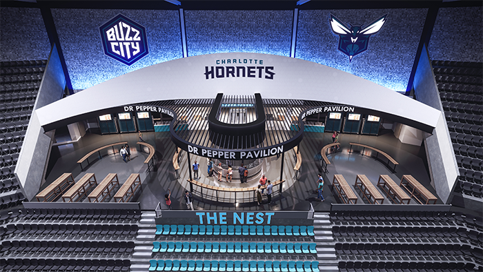 Dr. Pepper Pavilion and The Nest 700. Rendering: Courtesy of Hornets Sports & Entertainment 