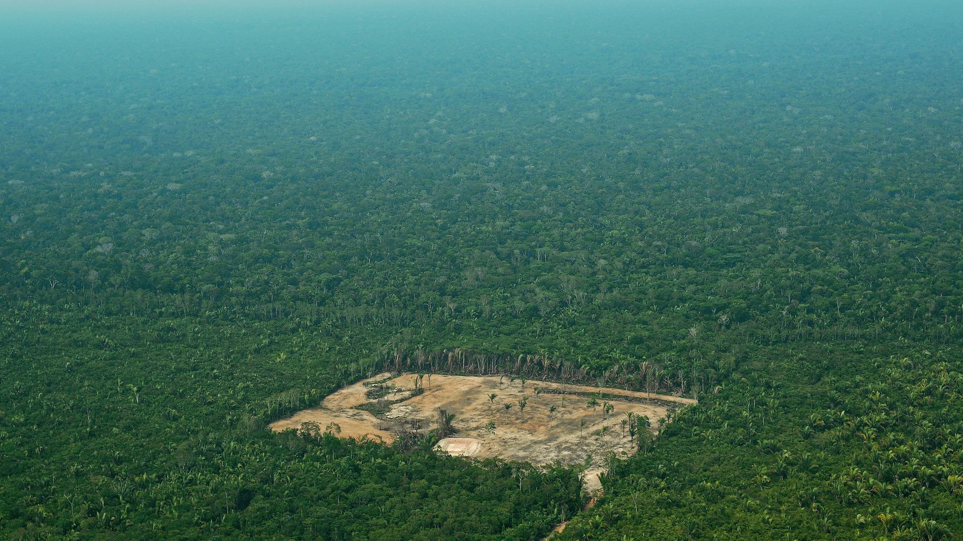 Aerial view of deforestation in the Western Amazon region of Brazil in September 2017. 