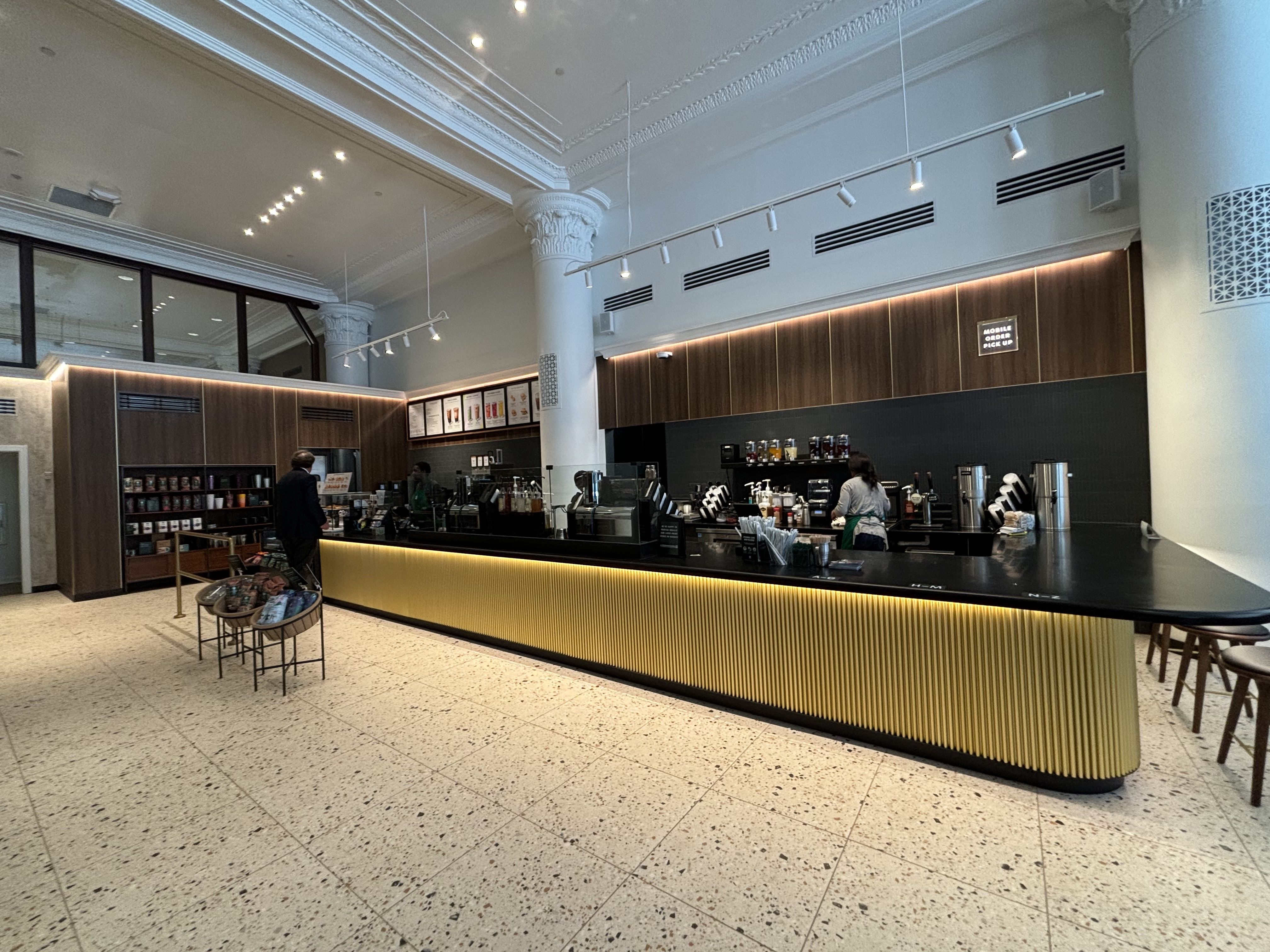 A long coffee counter