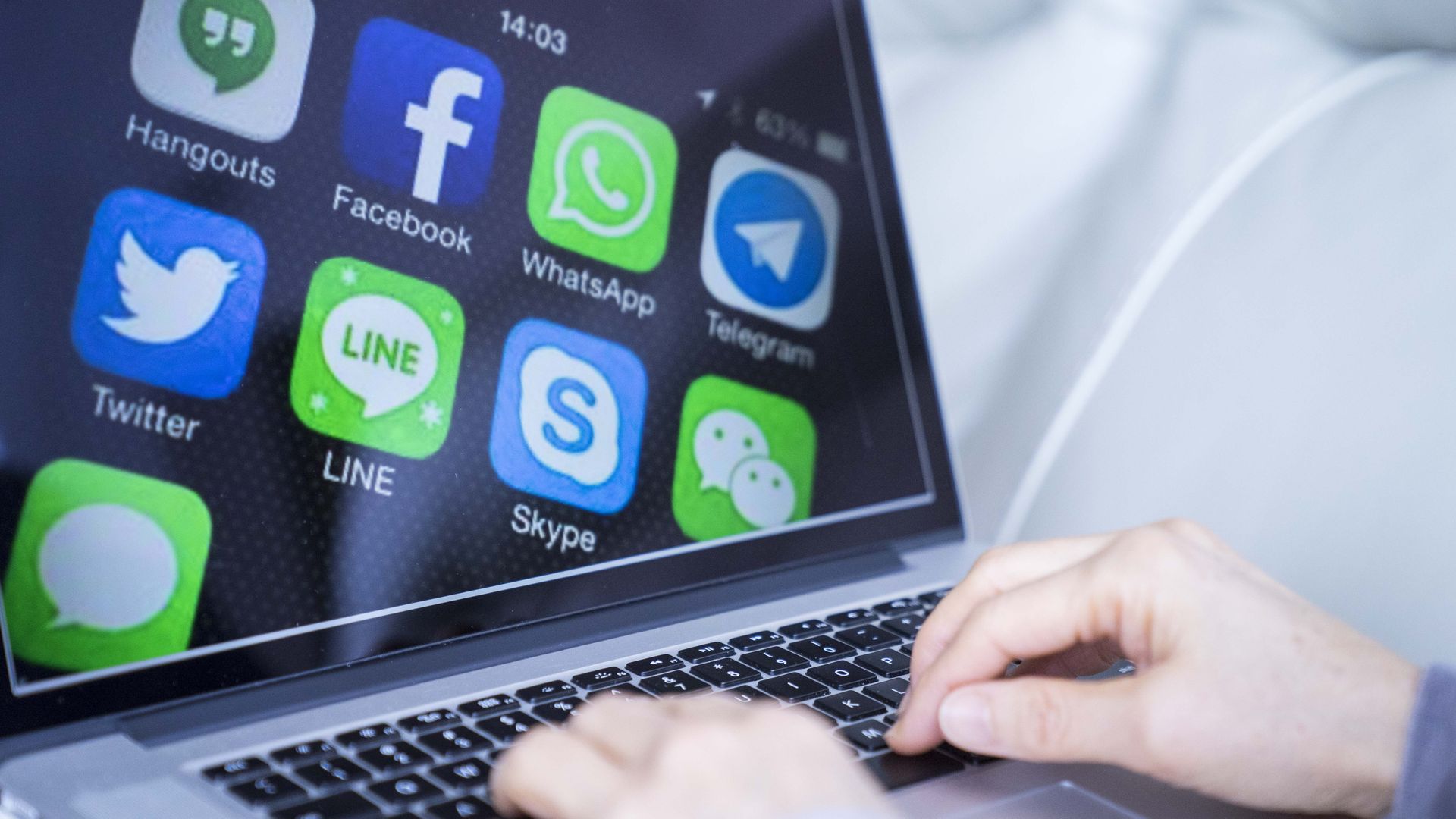 a bunch of icons including Twitter on a Mac