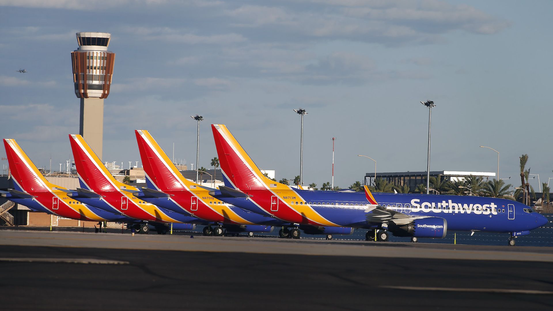 Grounded Boeing 737 MAX 8 aircraft.