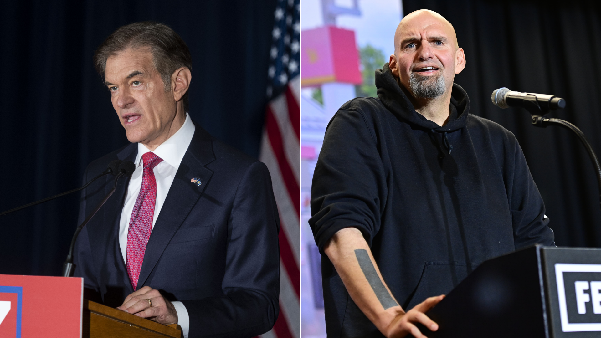 Pennsylvania U.S. Senate candidates Mehmet Oz and John Fetterman
