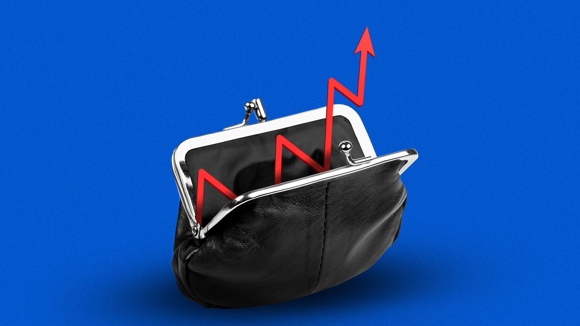 Illustration of a stock trend line springing from an open coin purse