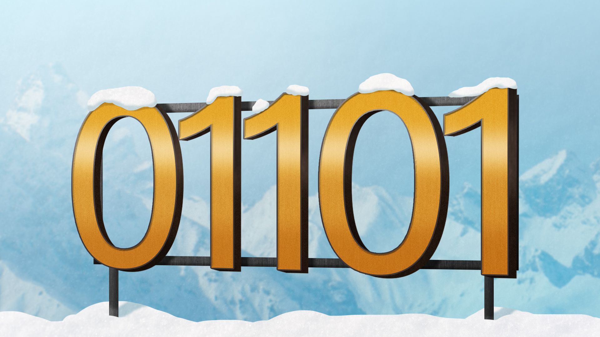 Illustration of the famous Davos sign as binary code