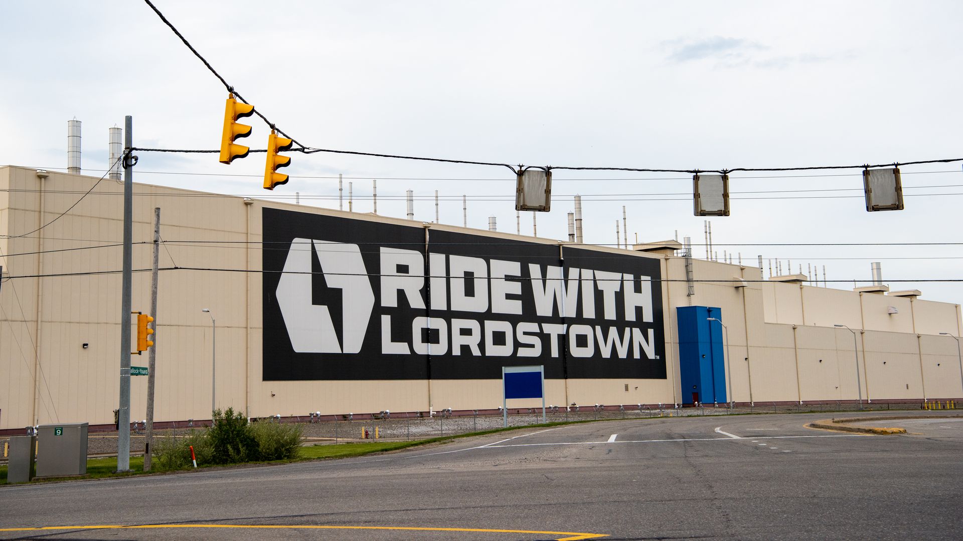 Signage outside Lordstown Motors Corp. headquarters in Lordstown, Ohio
