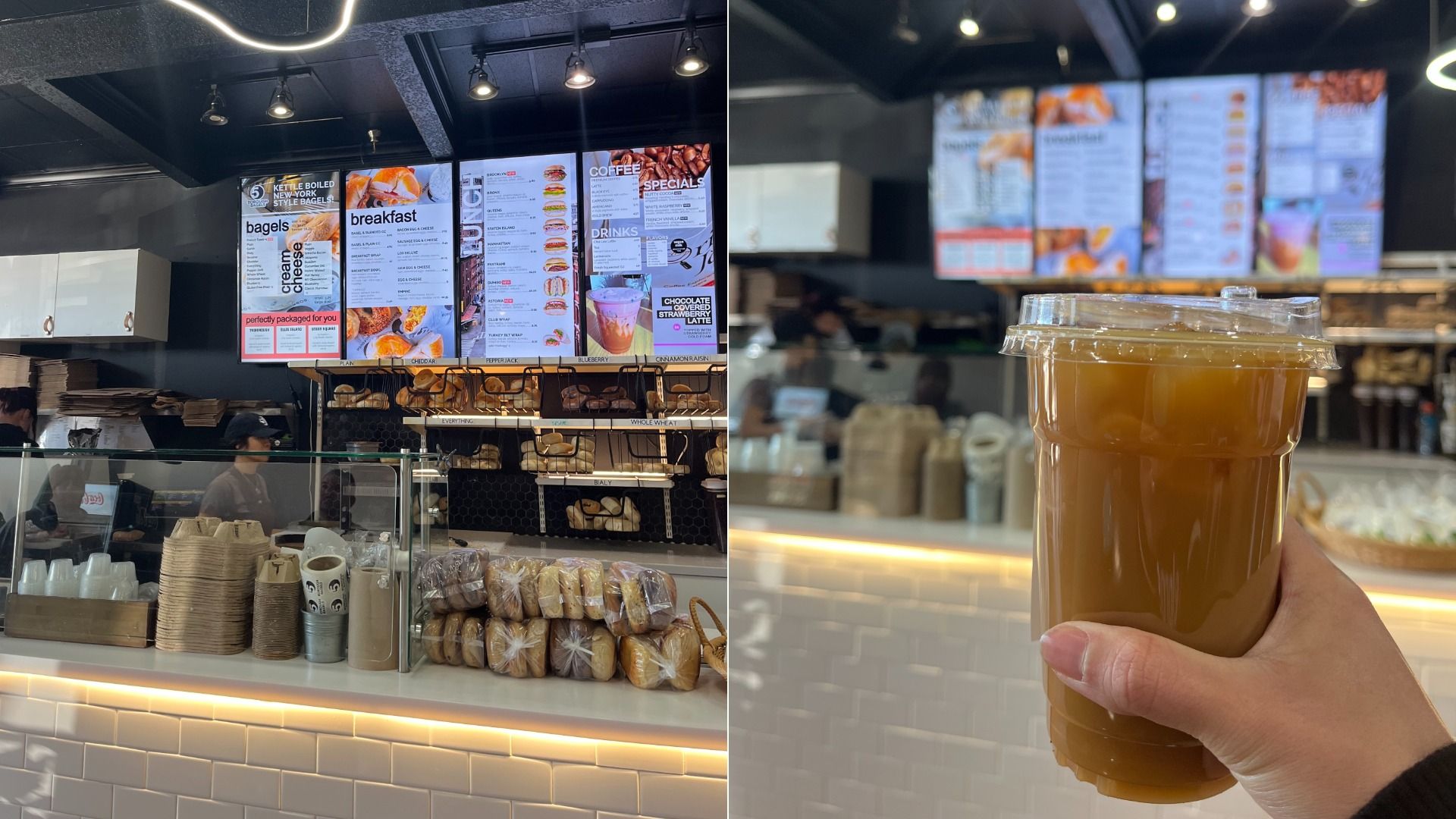 5 Borough Bagels and an iced latte