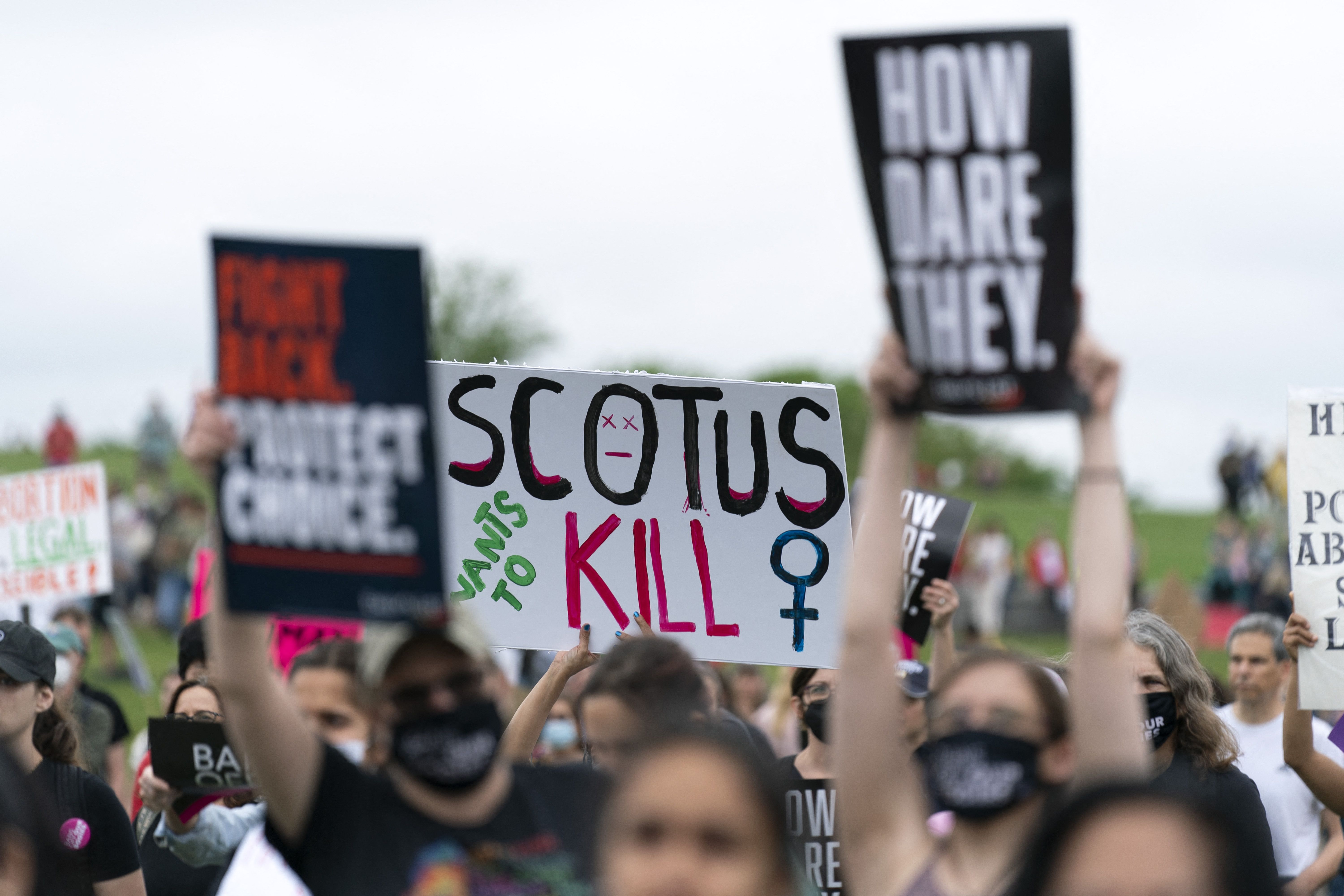 Abortion rights activist rallying at the Washington Monument on May 14.