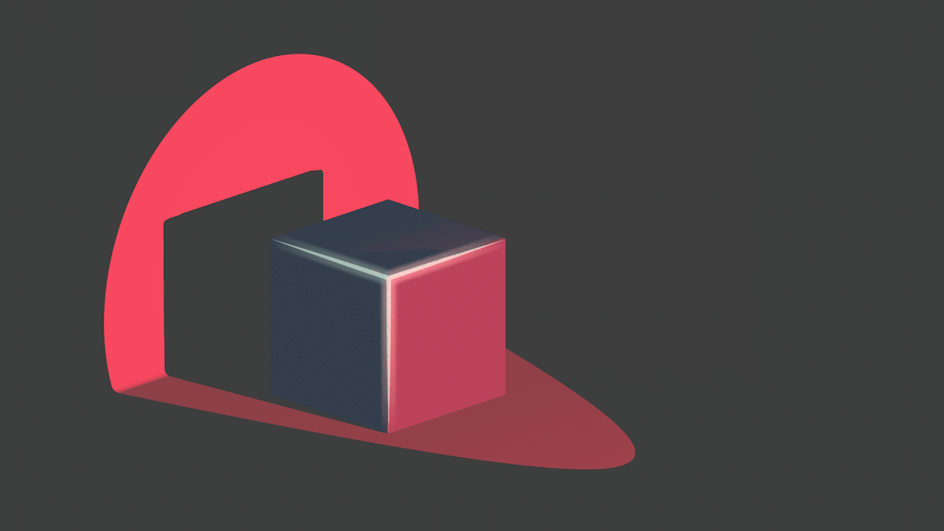 Illustration of a crypto block sitting in the dark, with a red and blue light rotating over it.