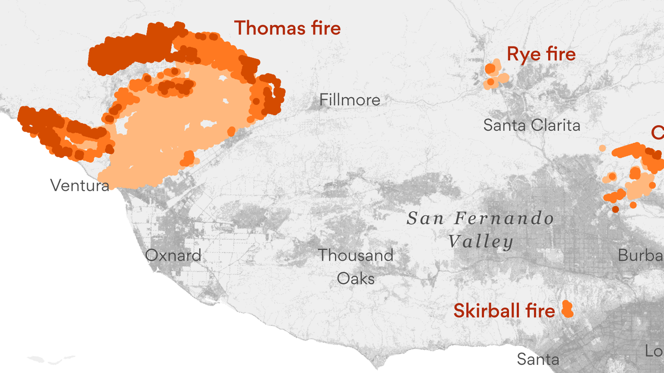 Map of Southern California fires - 1512682142286