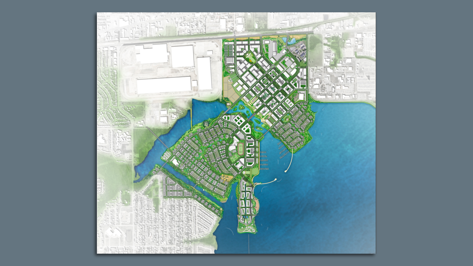 A rendering of the plan for redevelopment at Hensley Field 