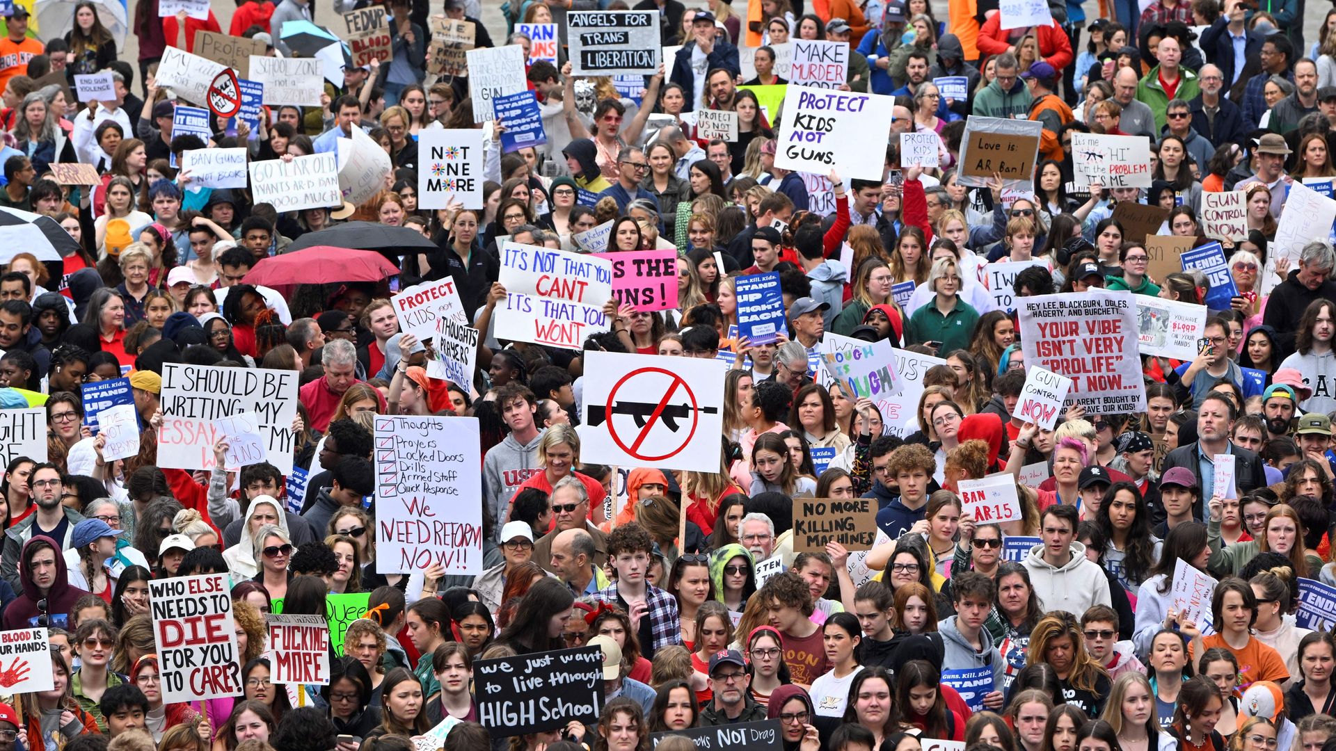 Anti-gun demonstrators protest at the Tennessee Capitol