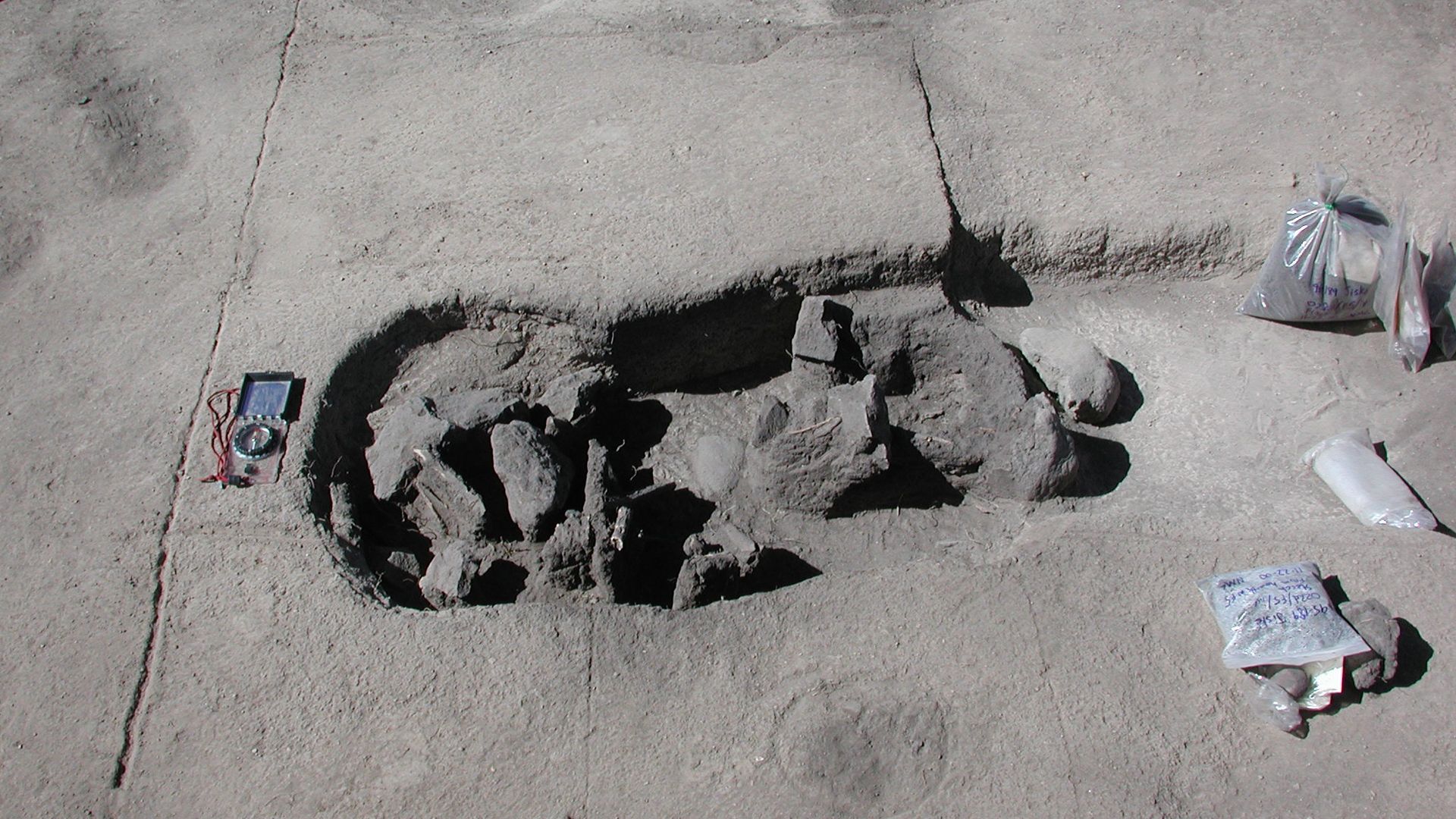 Pre-Columbian archaeolgical burial site at Jiskairumoko, southeast of Puno, Peru.
