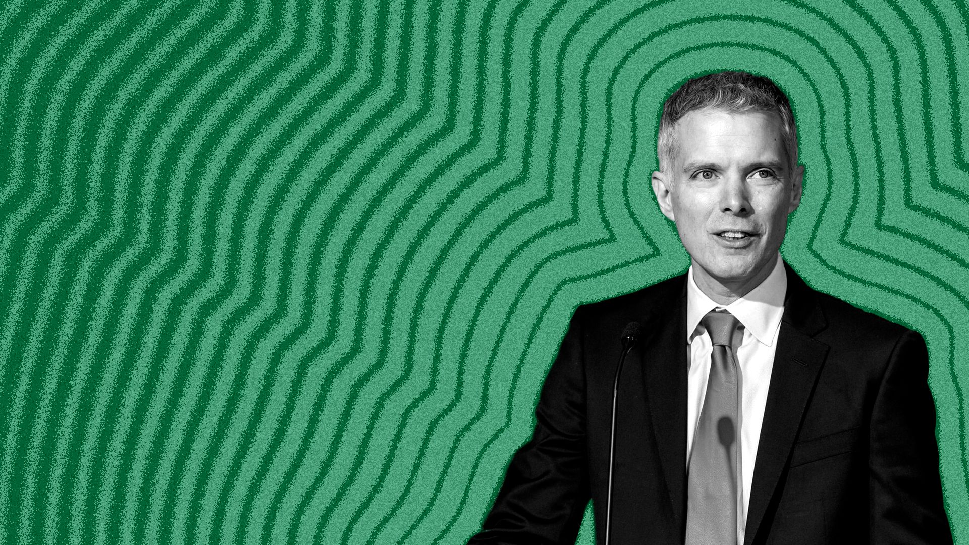 Photo illustration of Luke Shaefer with lines radiating from him.