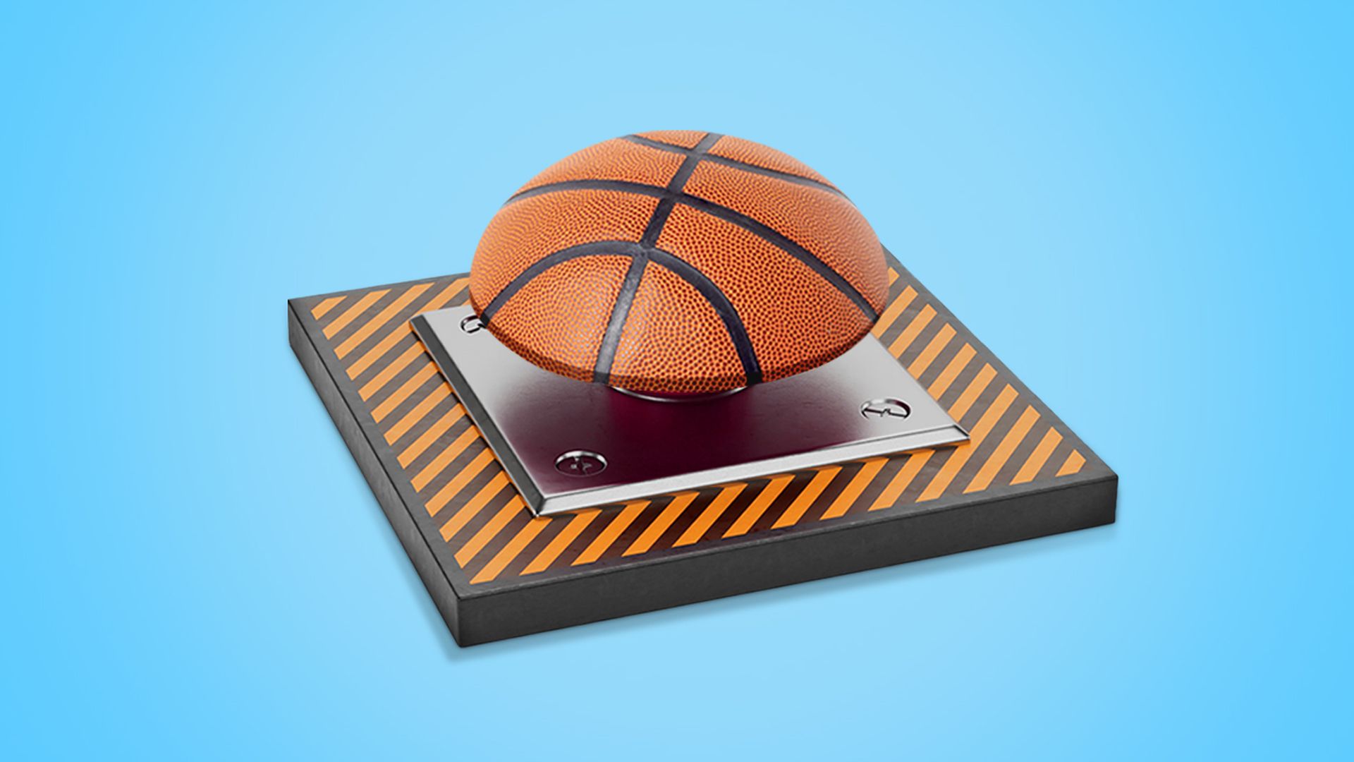 Illustration of a big button with a basketball texture