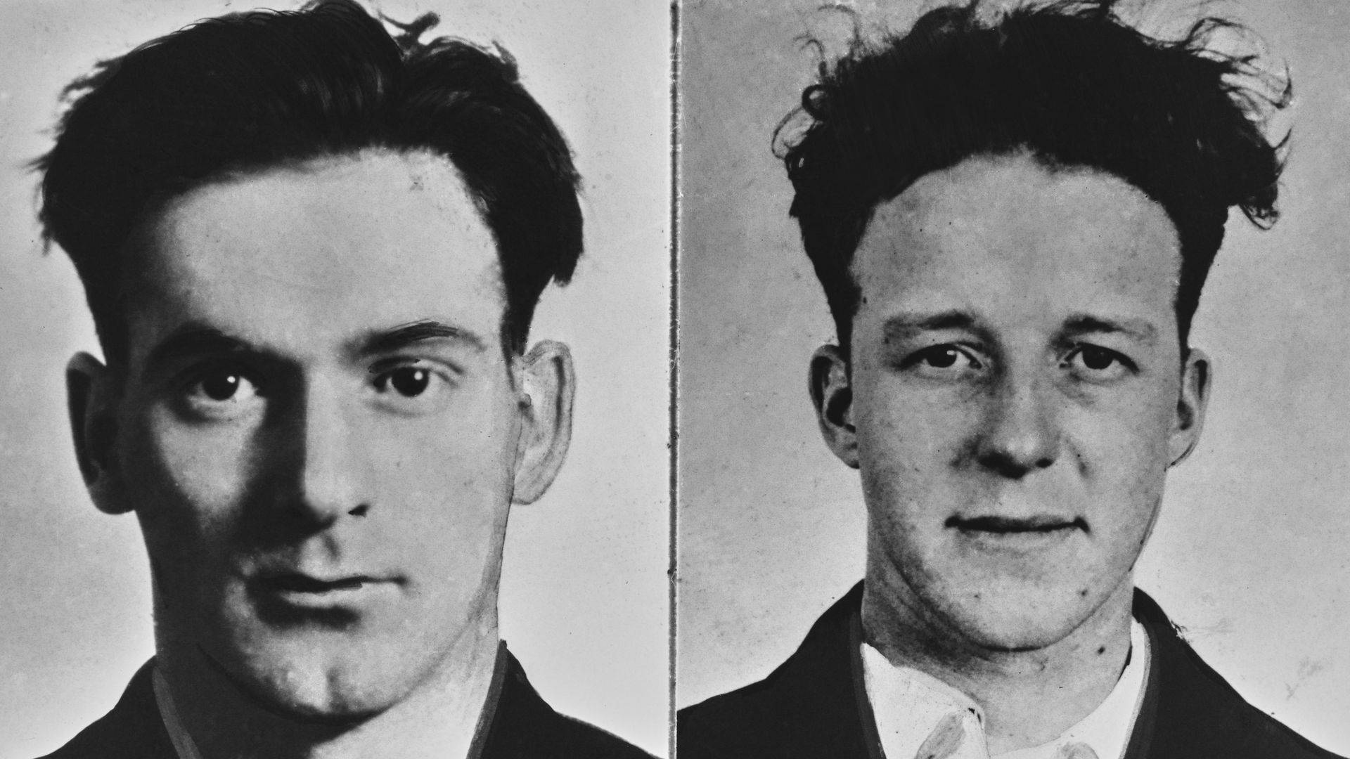 An archived photo montage with two headshots of men.