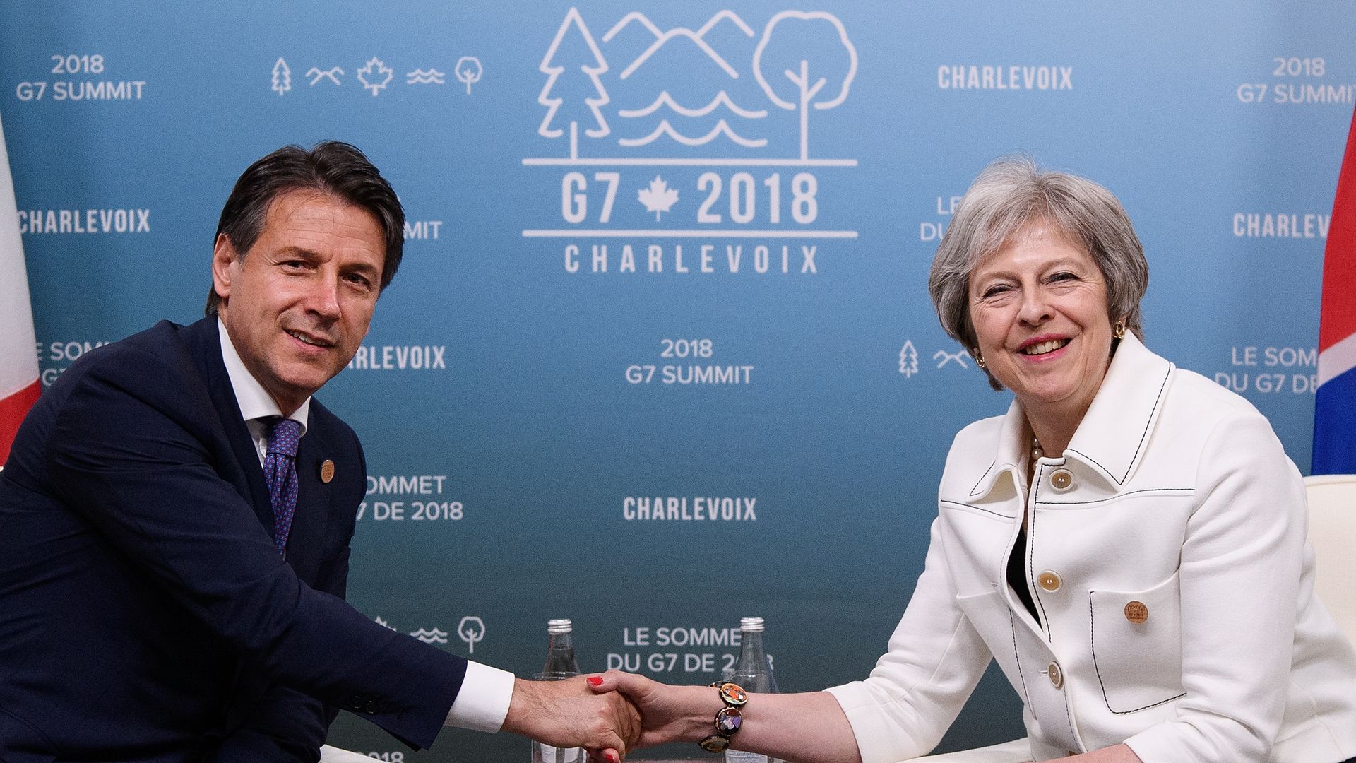 Giuseppe Conte and Theresa May