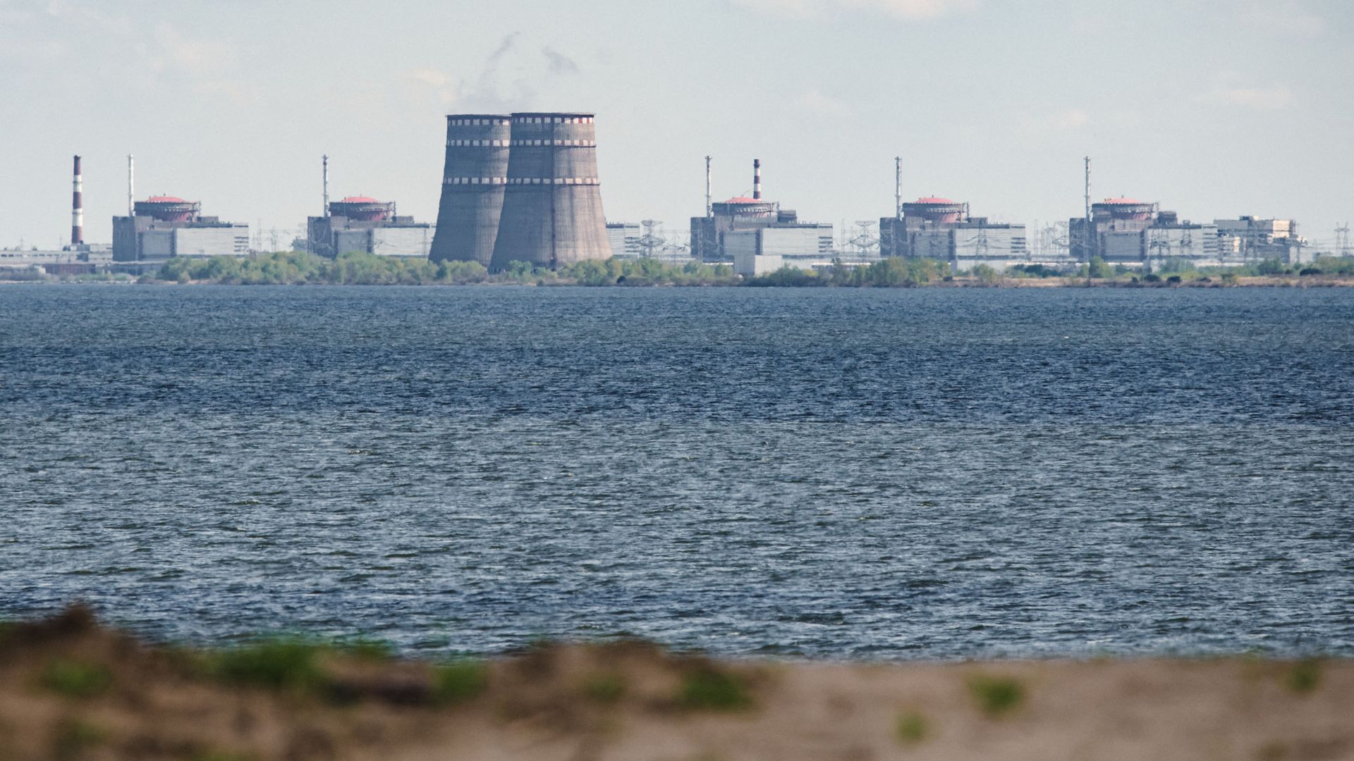 A view of the Zaporizhzhia nuclear power plant near the Russia-occupied Ukrainian town of Enerhodar in April 2022.