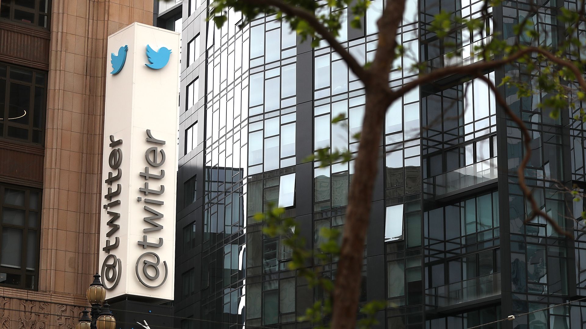 A sign with Twitter's logo