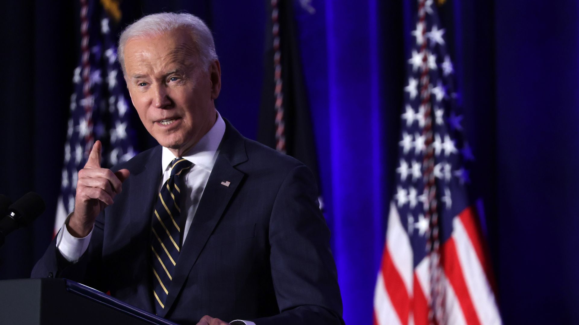 President Joe Biden addresses the 2022 House Democratic Caucus Issues Conference.