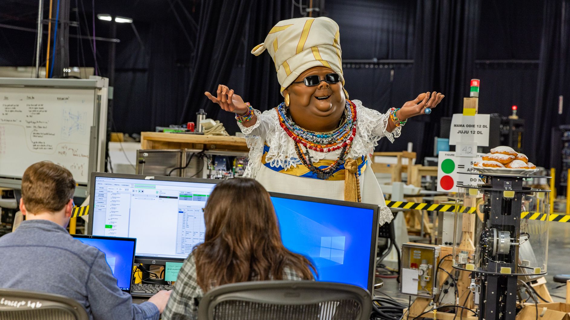 Disney Imagineers working on Mama Odie animatronic