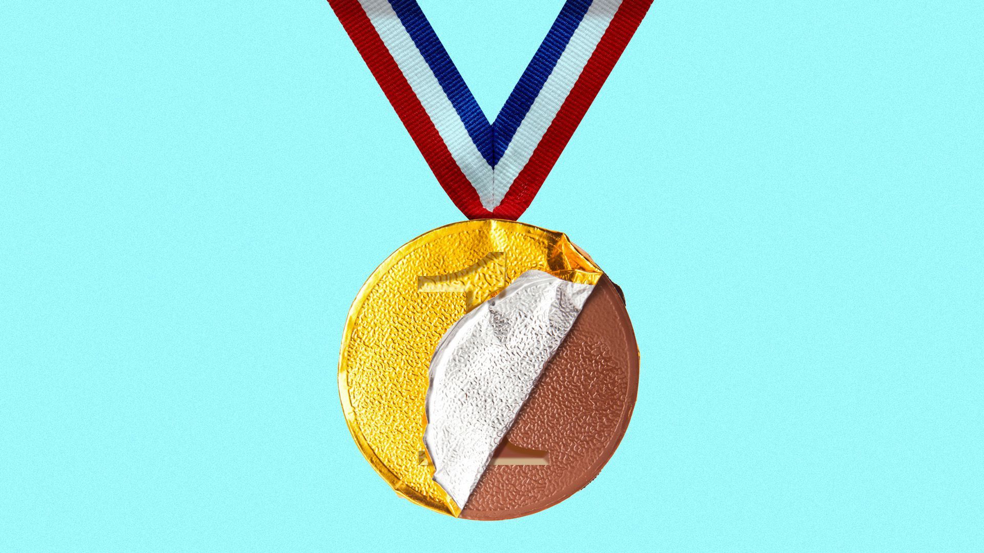 Illustration of a gold medal made out of chocolate